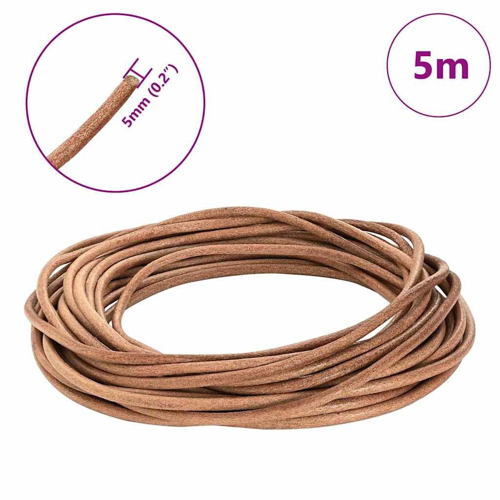 Kožni konop Smeđa Ø5 mm x 5 m Koža
