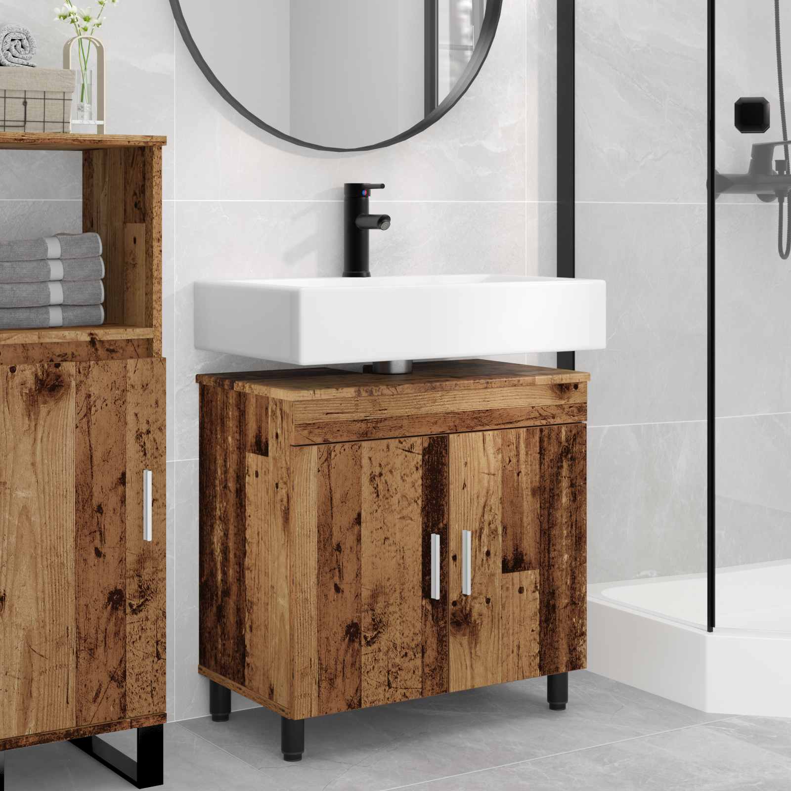 Toaletna jedinica Staro drvo 60 x 35 x 60 cm Konstruirano drvo