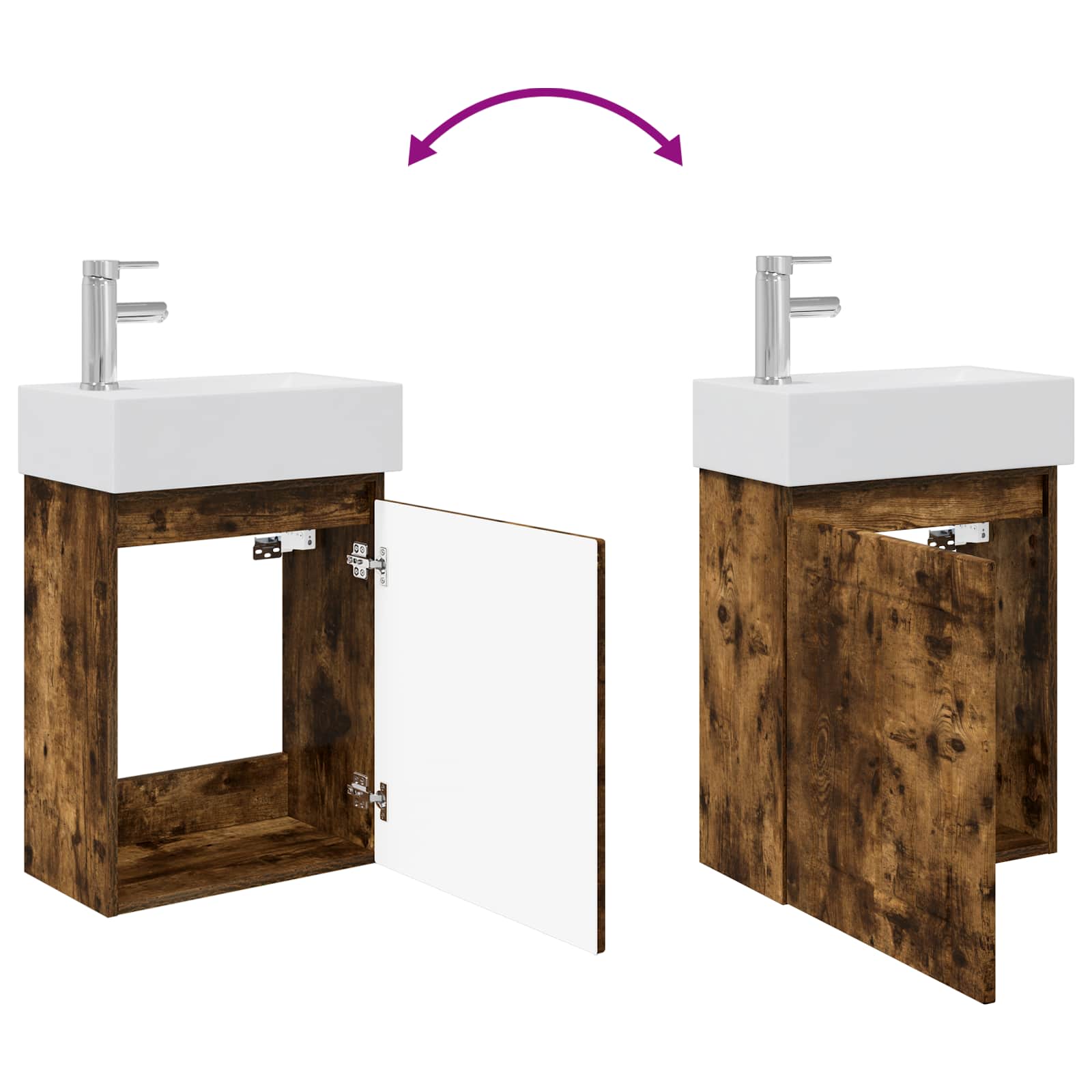 Jedinstveni ormar za kupaonicu s umivaonikom Dimljeni hrast