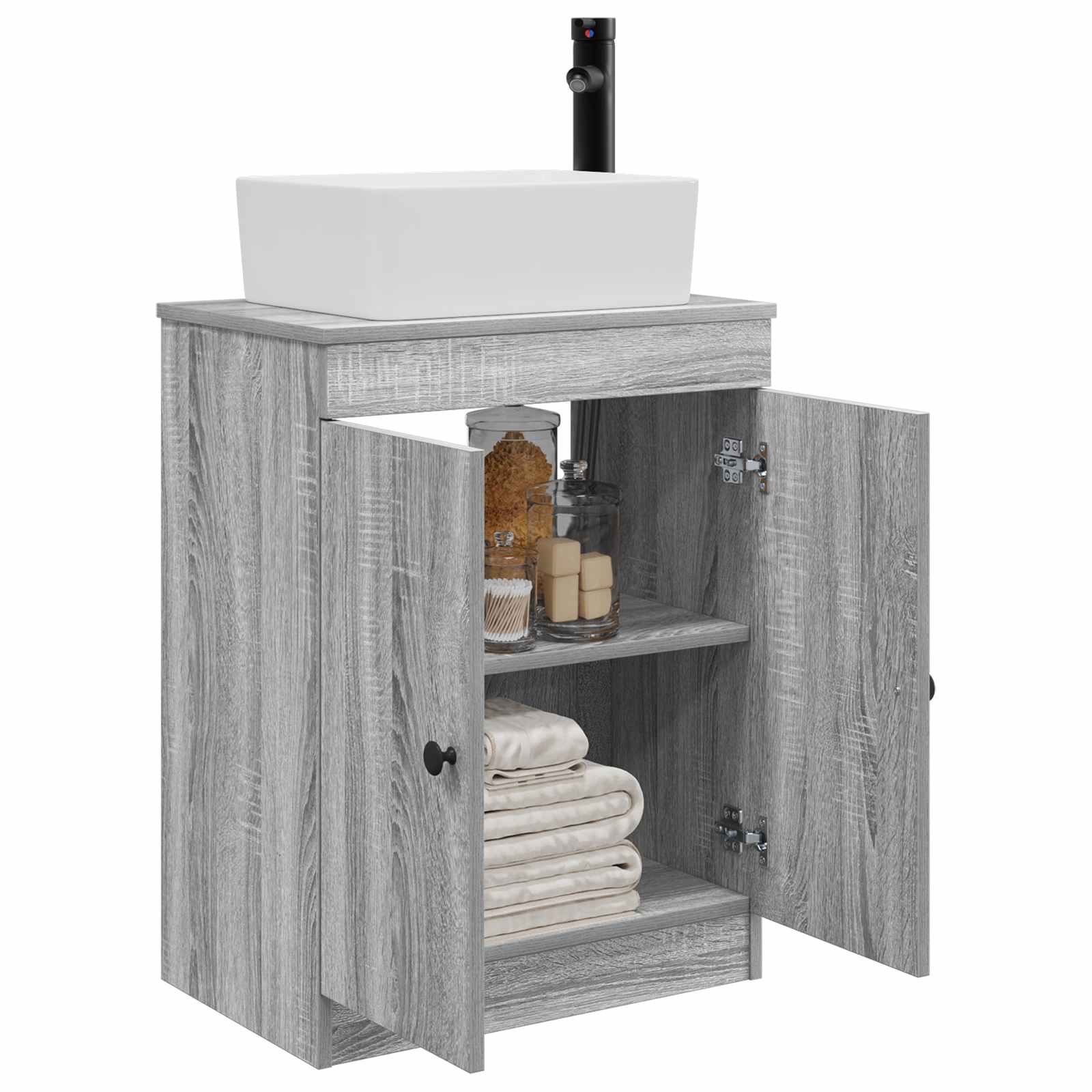 Kupaonski umivaonik s sudoperom Siva Sonoma 54 x 35 x 83 cm
