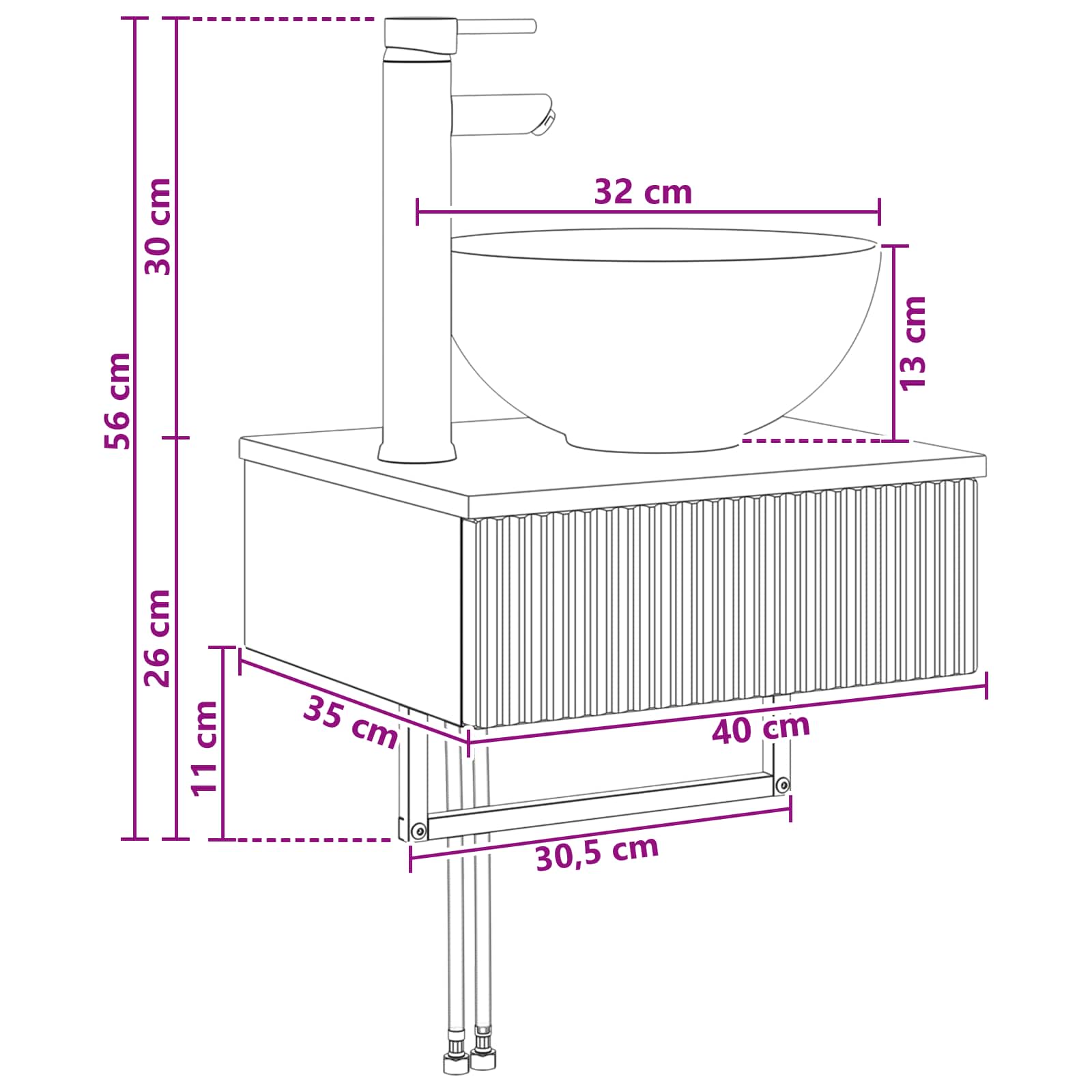 Zidni sudoper Betonska siva 40 x 35 x 39 cm Konstruirano drvo