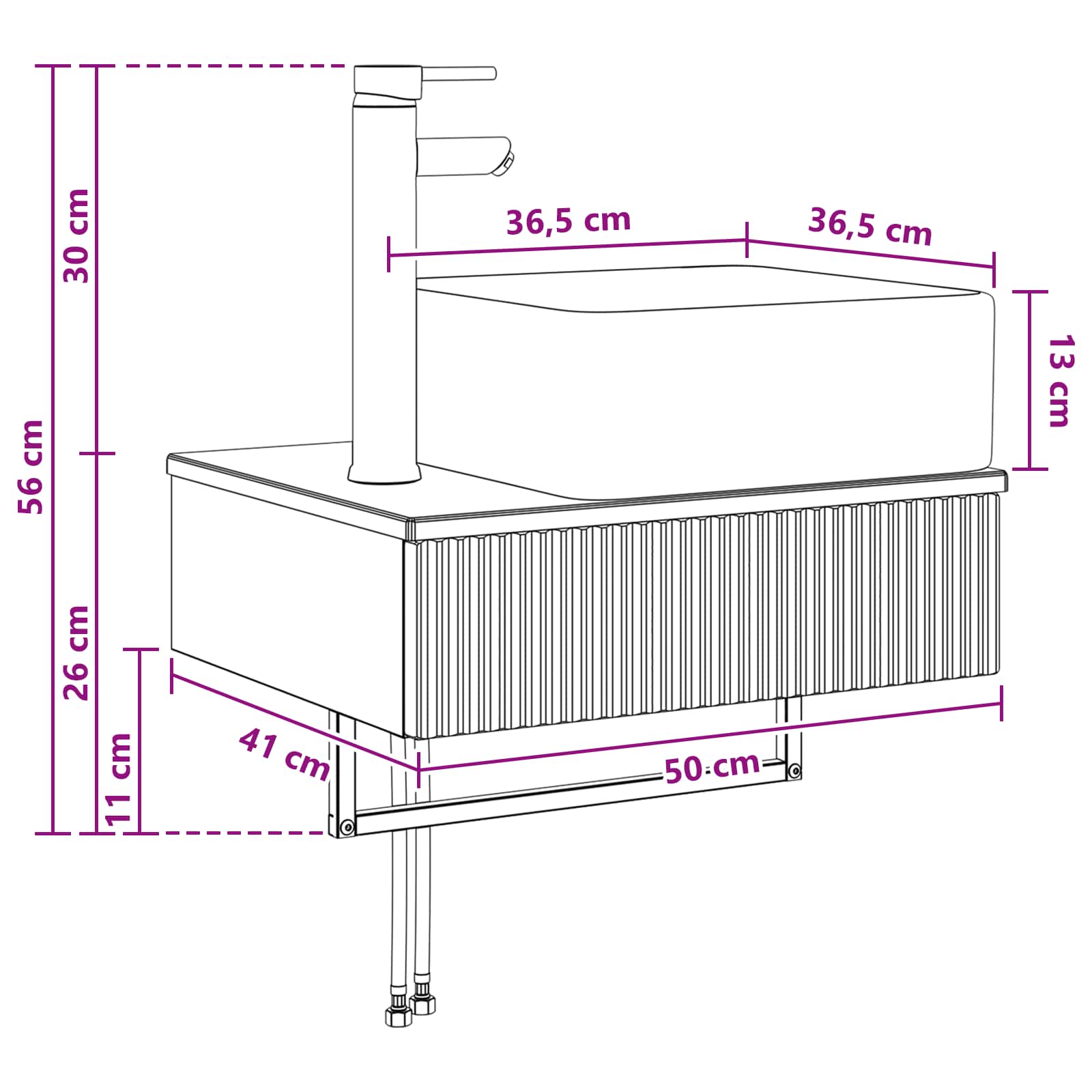 Zidni sudoper Siva Sonoma 50 x 41 x 39 cm Konstruirano drvo