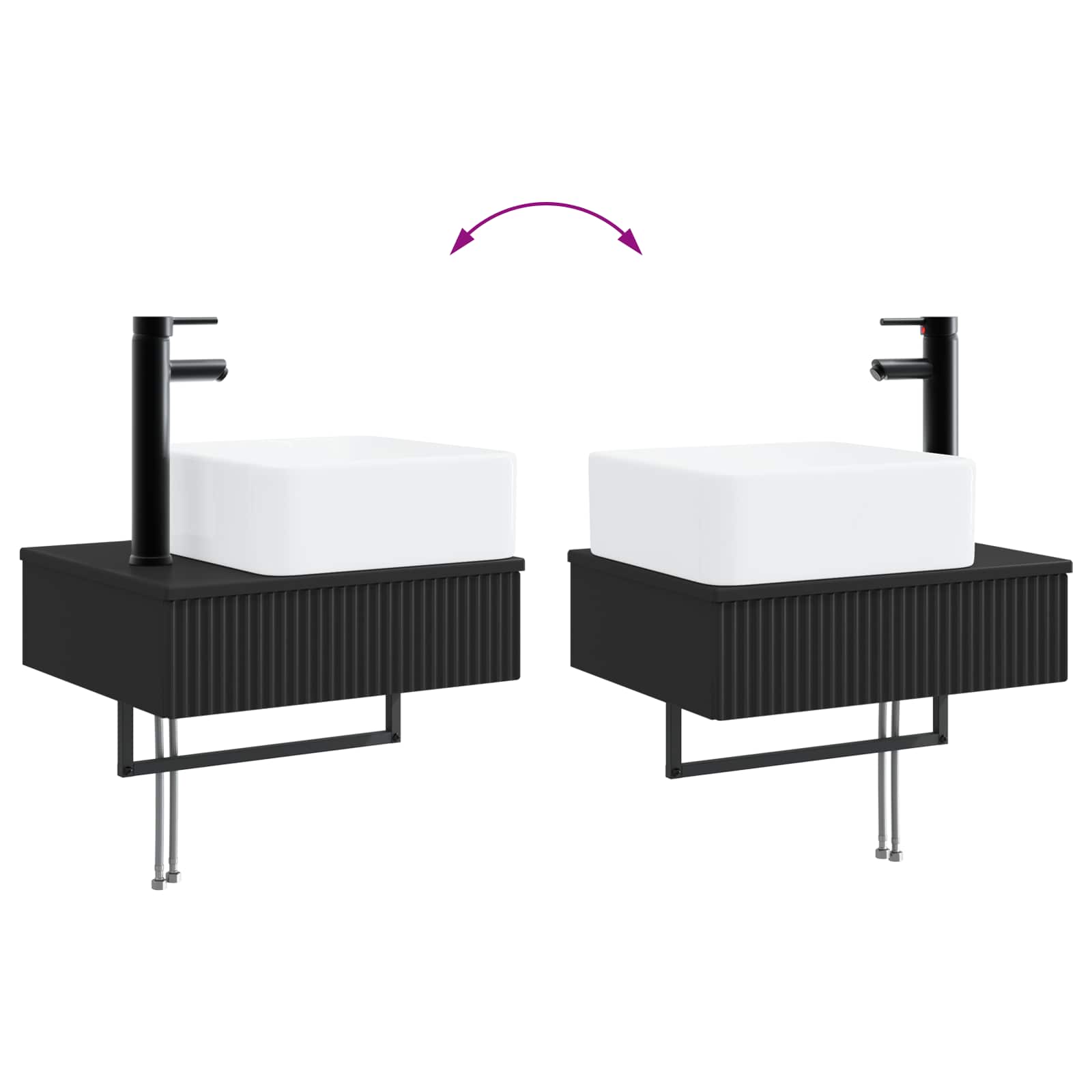 Zidni sudoper Crna 53 x 35 x 39 cm Konstruirano drvo