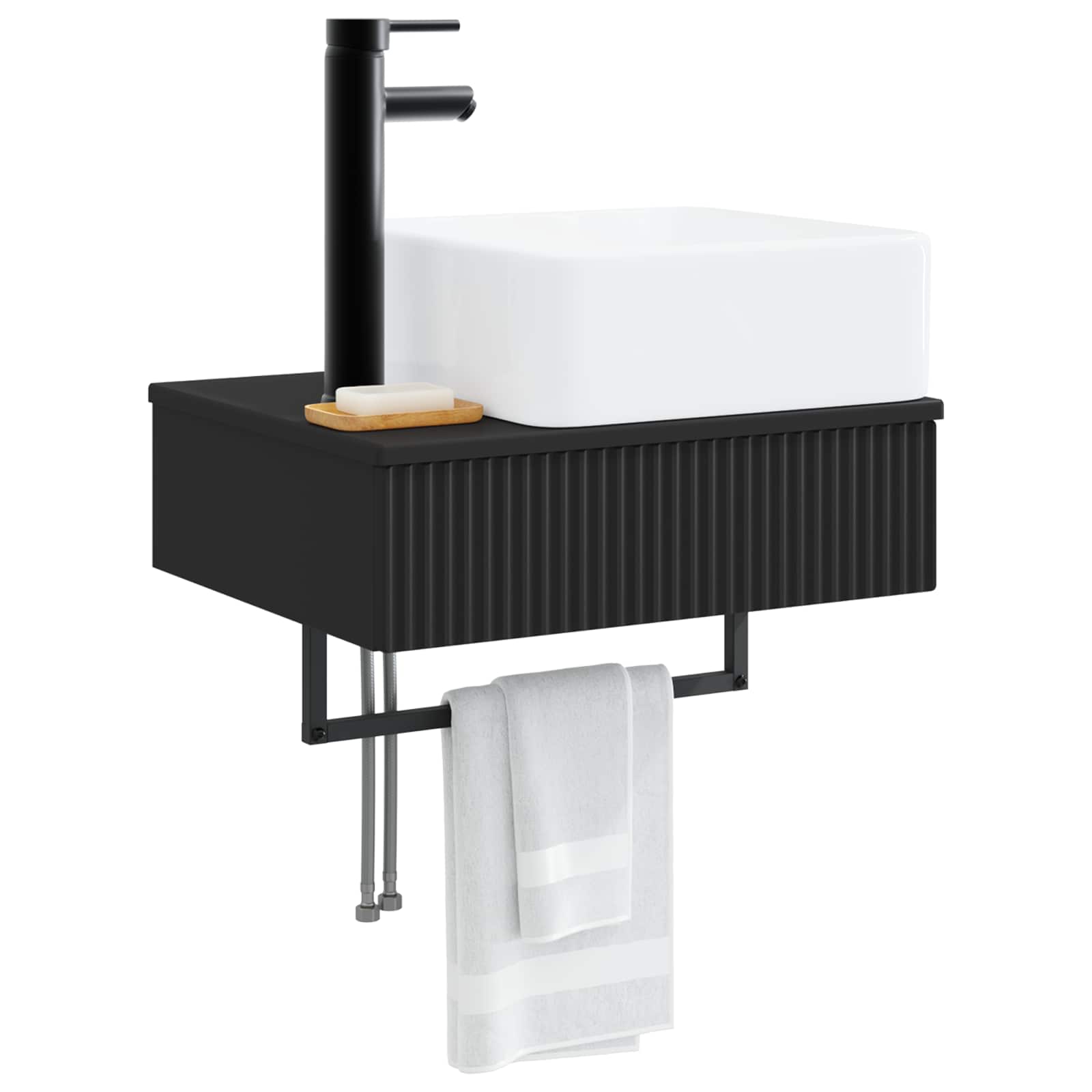 Zidni sudoper Crna 53 x 35 x 39 cm Konstruirano drvo