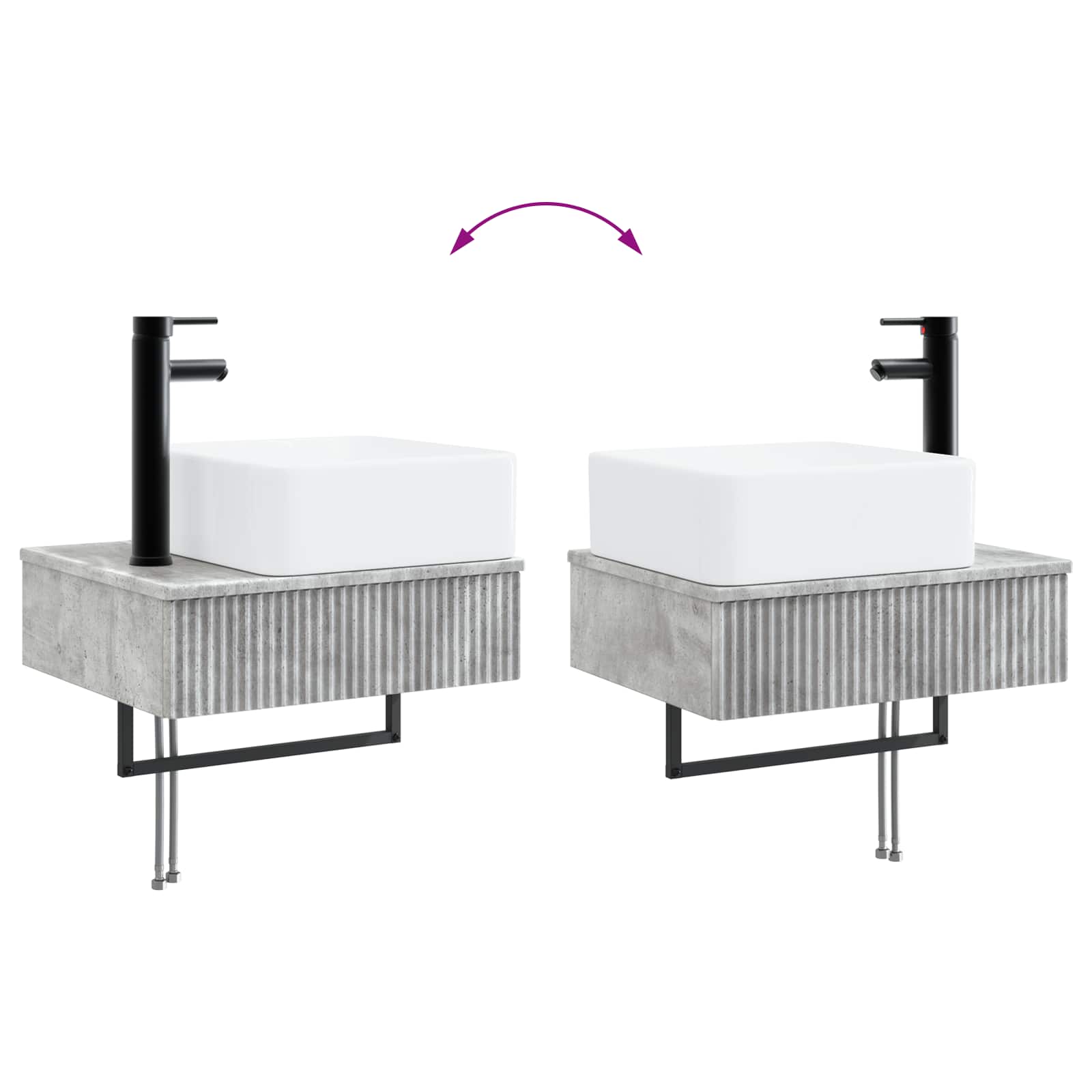 Zidni sudoper Betonska siva 53 x 35 x 39 cm Konstruirano drvo