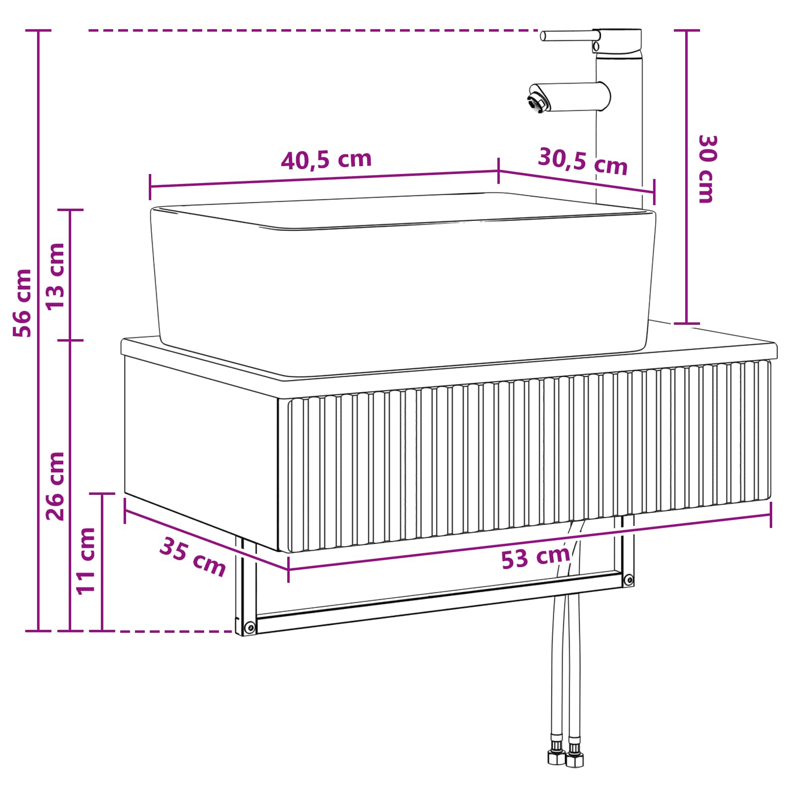 Zidni sudoper Bijela visokog sjaja 53 x 35 x 39 cm