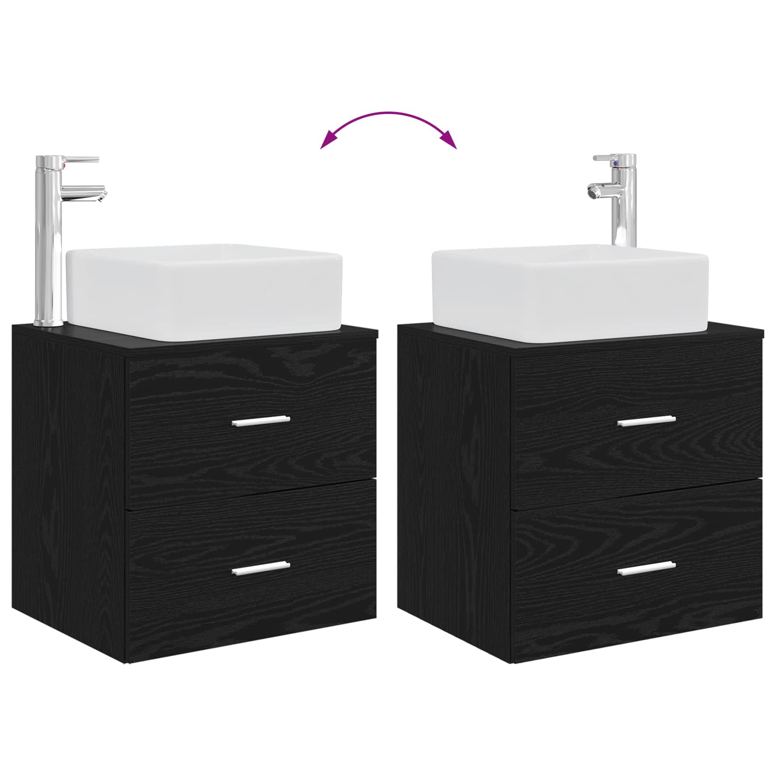 Umivaonik s policom Crni hrast 49,5 x 41 x 63 cm