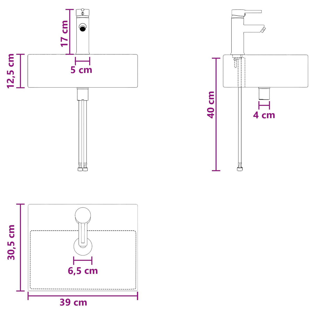 Umivaonik s policom Staro drvo 49,5 x 41 x 62,5 cm