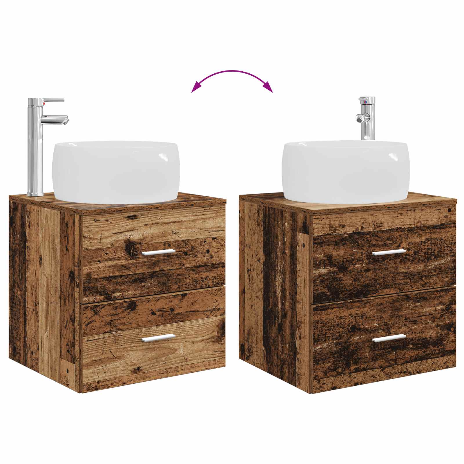 Umivaonik s policom Staro drvo 49,5 x 44,5 x 66 cm