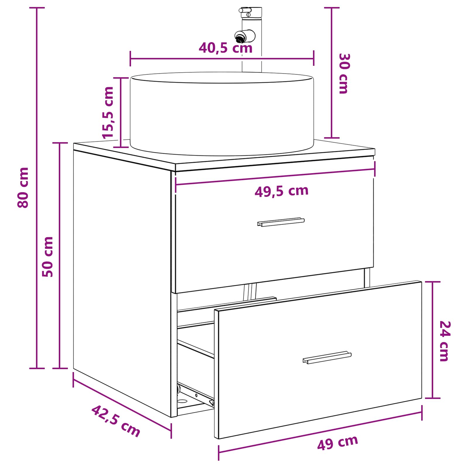 Umivaonik s policom Bijela 49,5 x 44,5 x 65,5 cm
