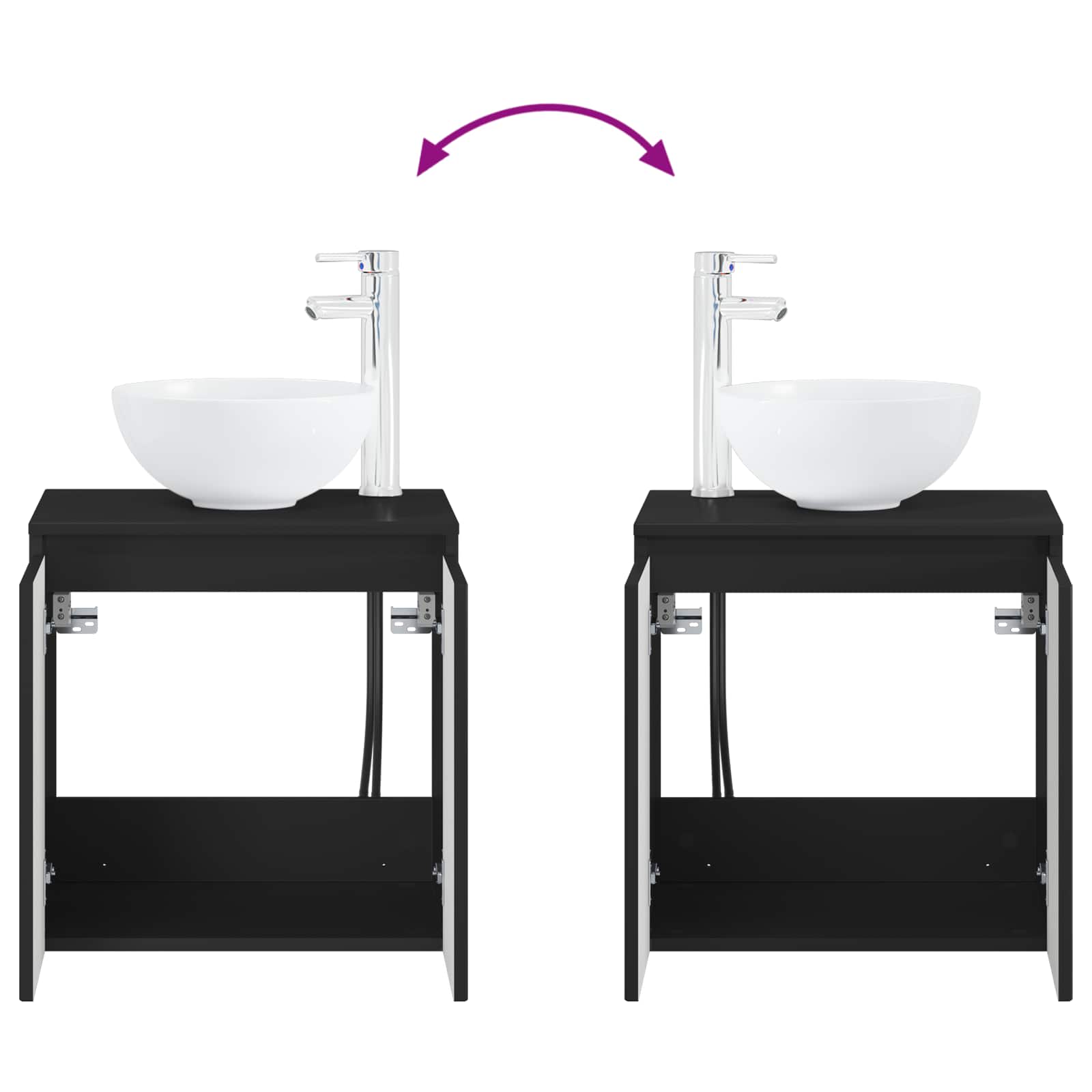 Umivaonik s policom Crna 49,5 x 35 x 63 cm Konstruirano drvo