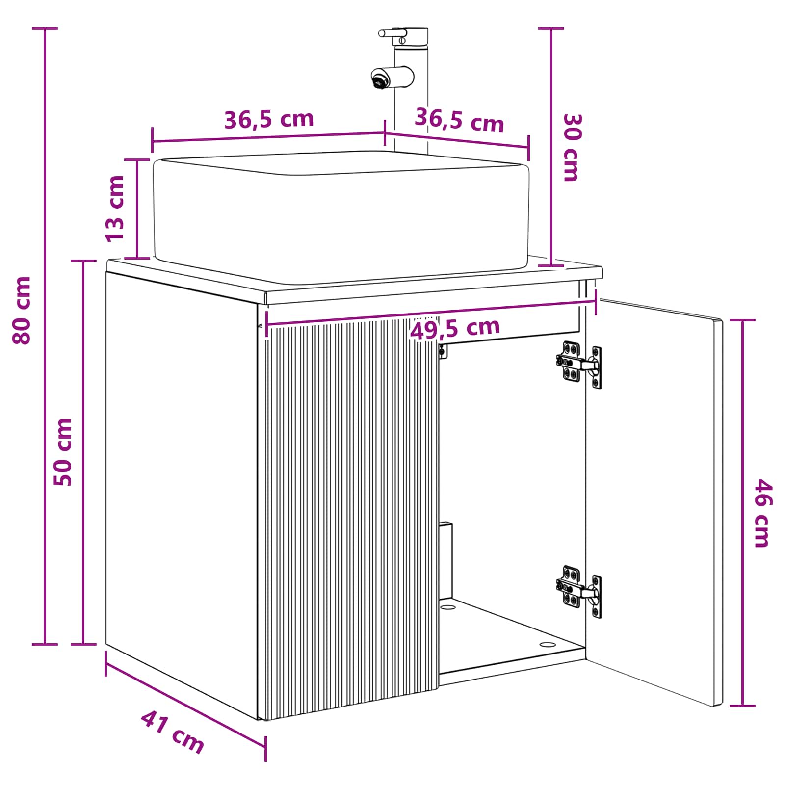 Umivaonik s policom Bijela 49,5 x 41 x 63 cm Konstruirano drvo