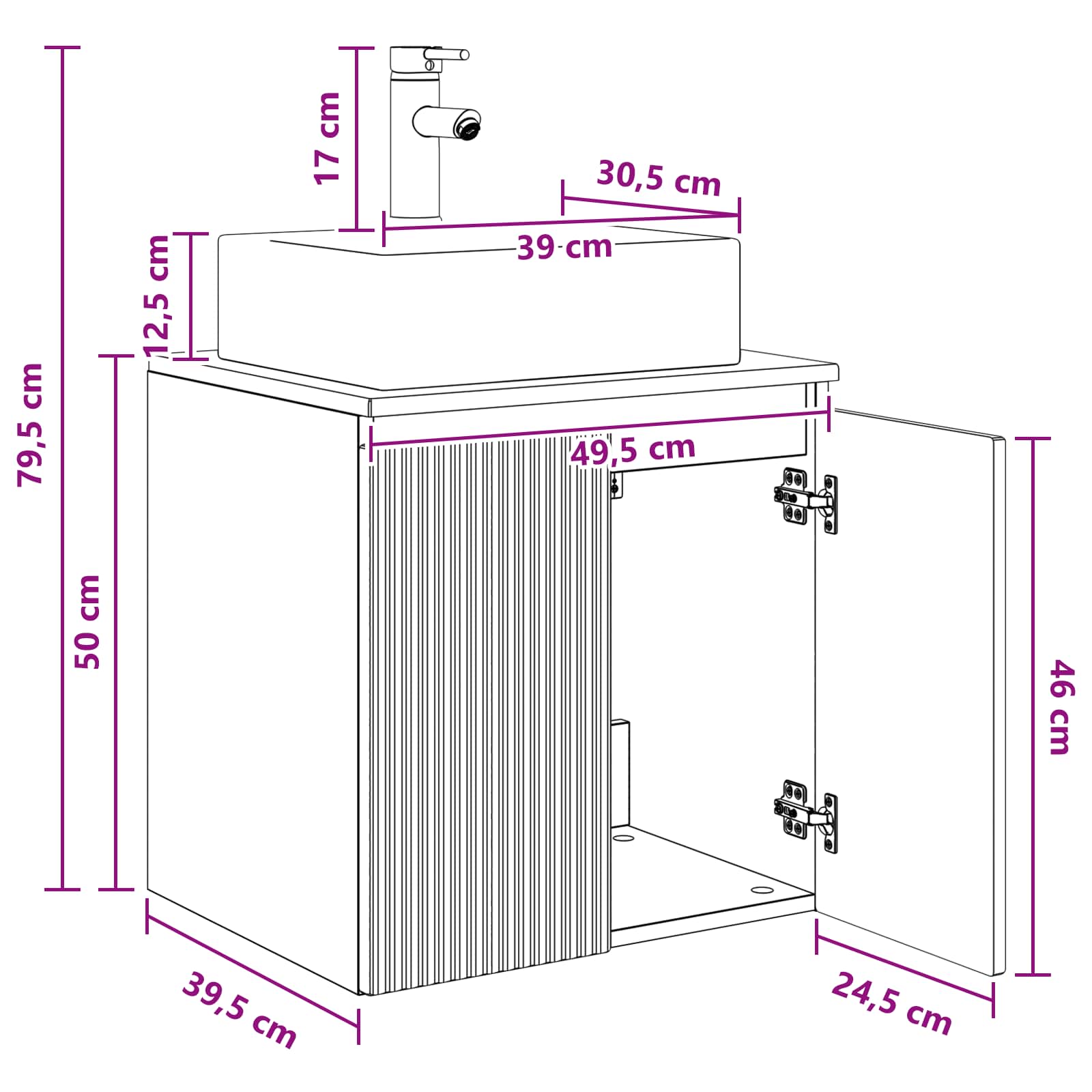 Umivaonik s policom Crna 49,5 x 41 x 62,5 cm Konstruirano drvo