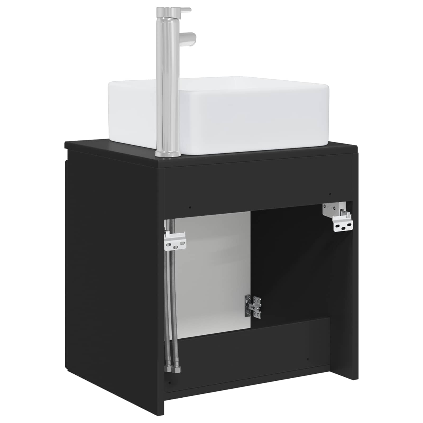 Umivaonik s policom Crna 53 x 35 x 63 cm Konstruirano drvo