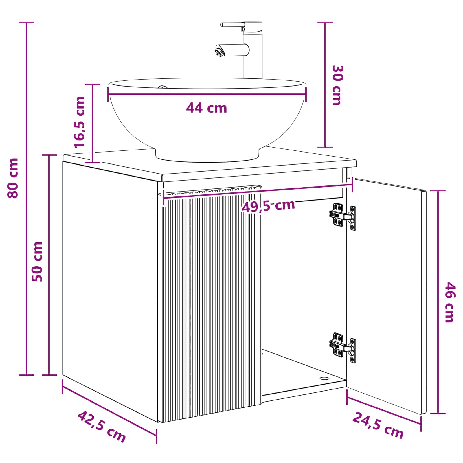 Umivaonik s policom Bijela 49,5 x 44,5 x 65 cm
