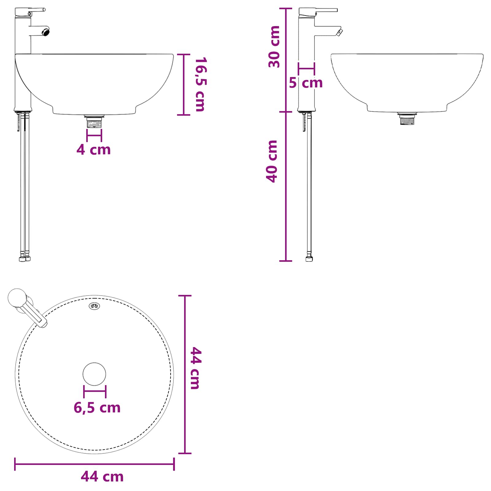Umivaonik s policom Bijela 49,5 x 44,5 x 65 cm