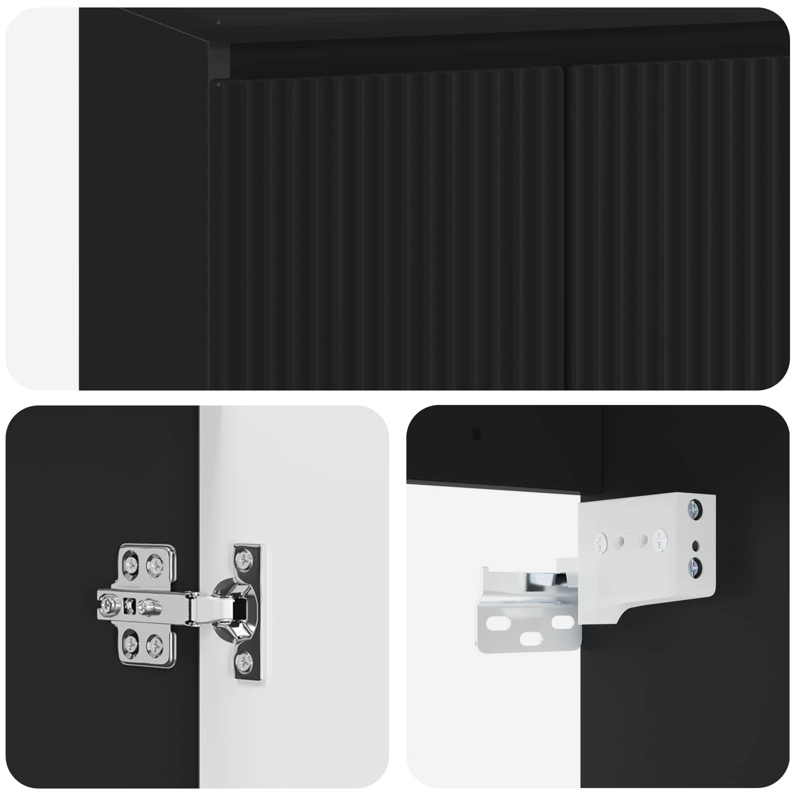 Umivaonik s policom Crna 49,5 x 44,5 x 66 cm Konstruirano drvo