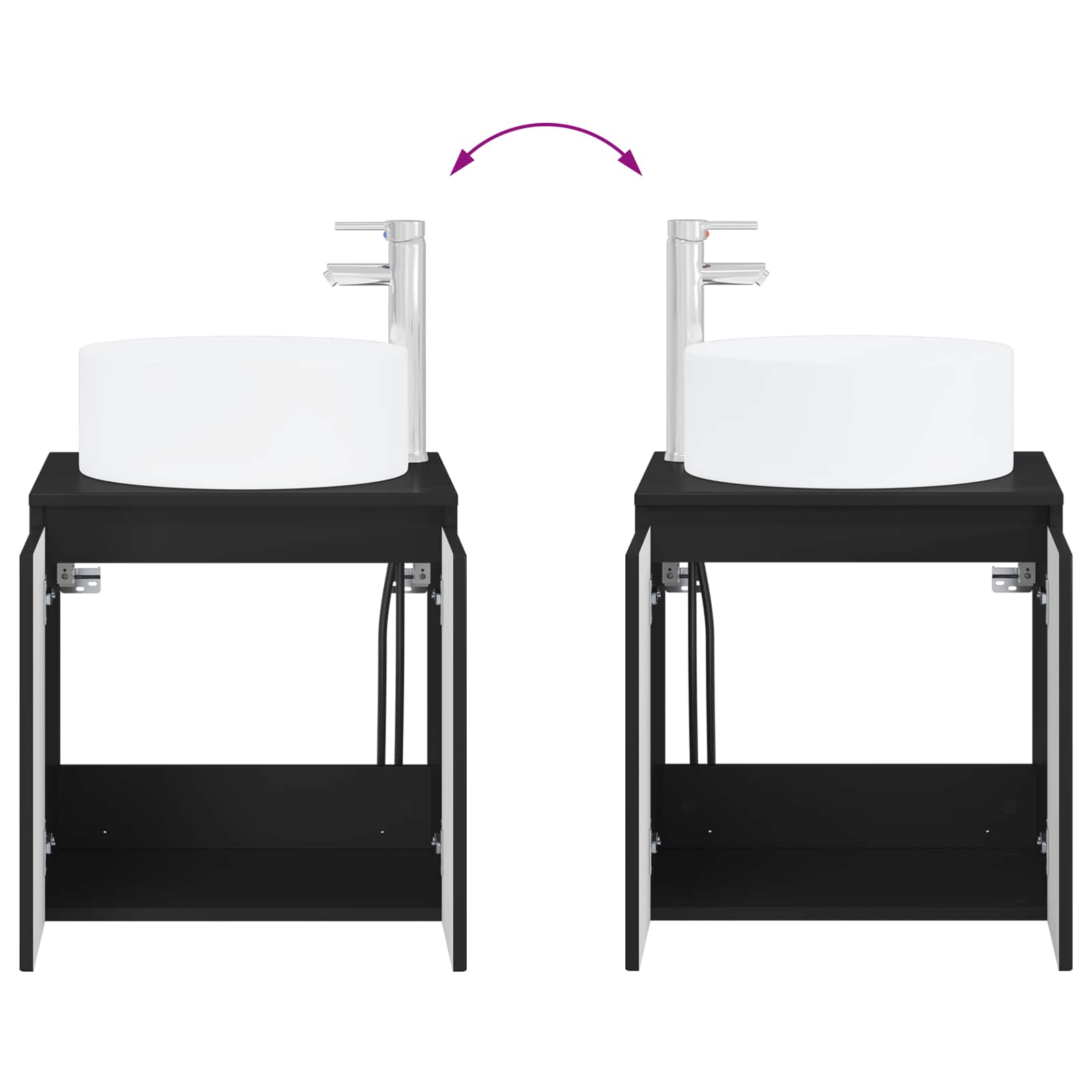Umivaonik s policom za zid Crna 49,5 x 44,5 x 65,5 cm
