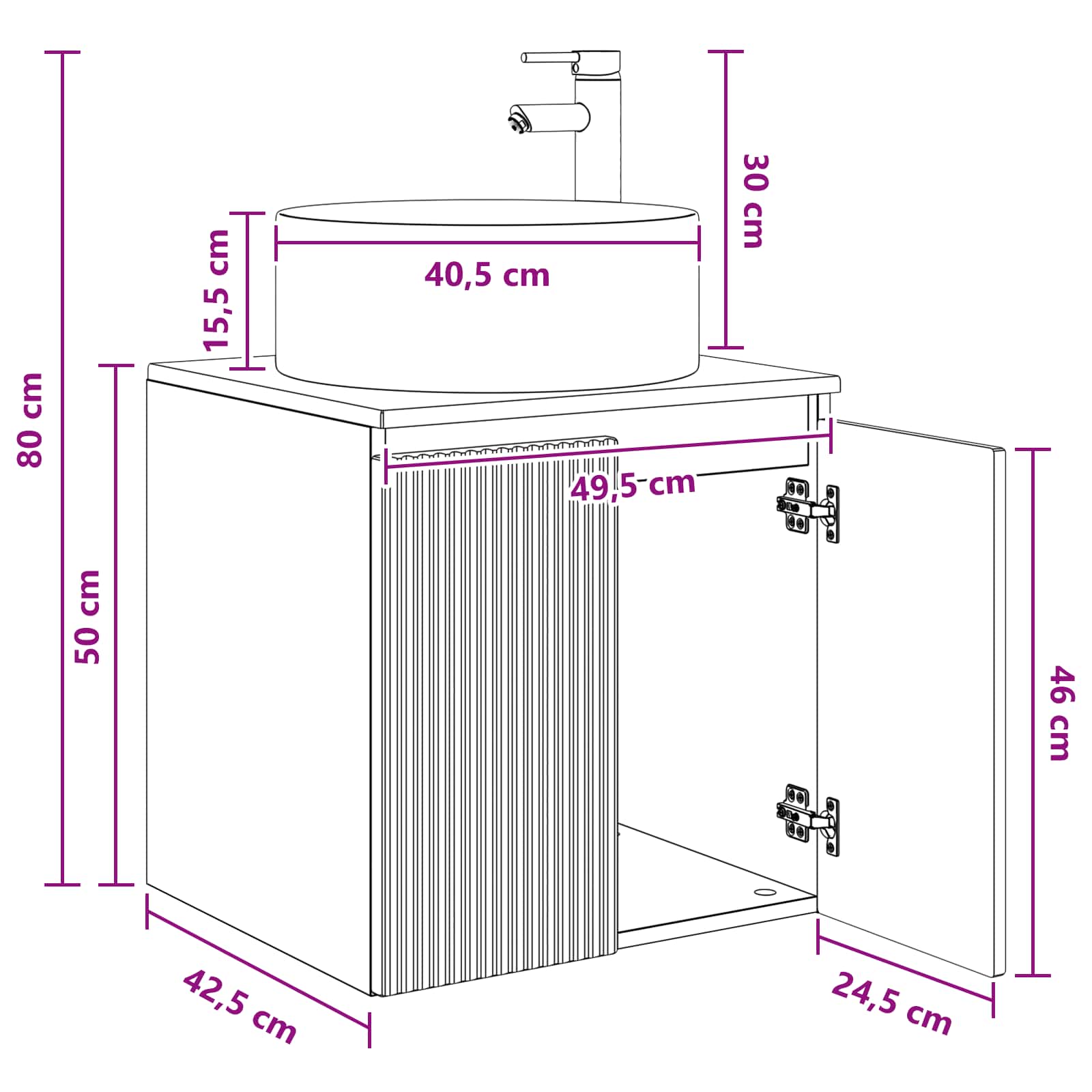 Umivaonik s policom za zid Dimljeni hrast 49,5 x 44,5 x 65,5 cm