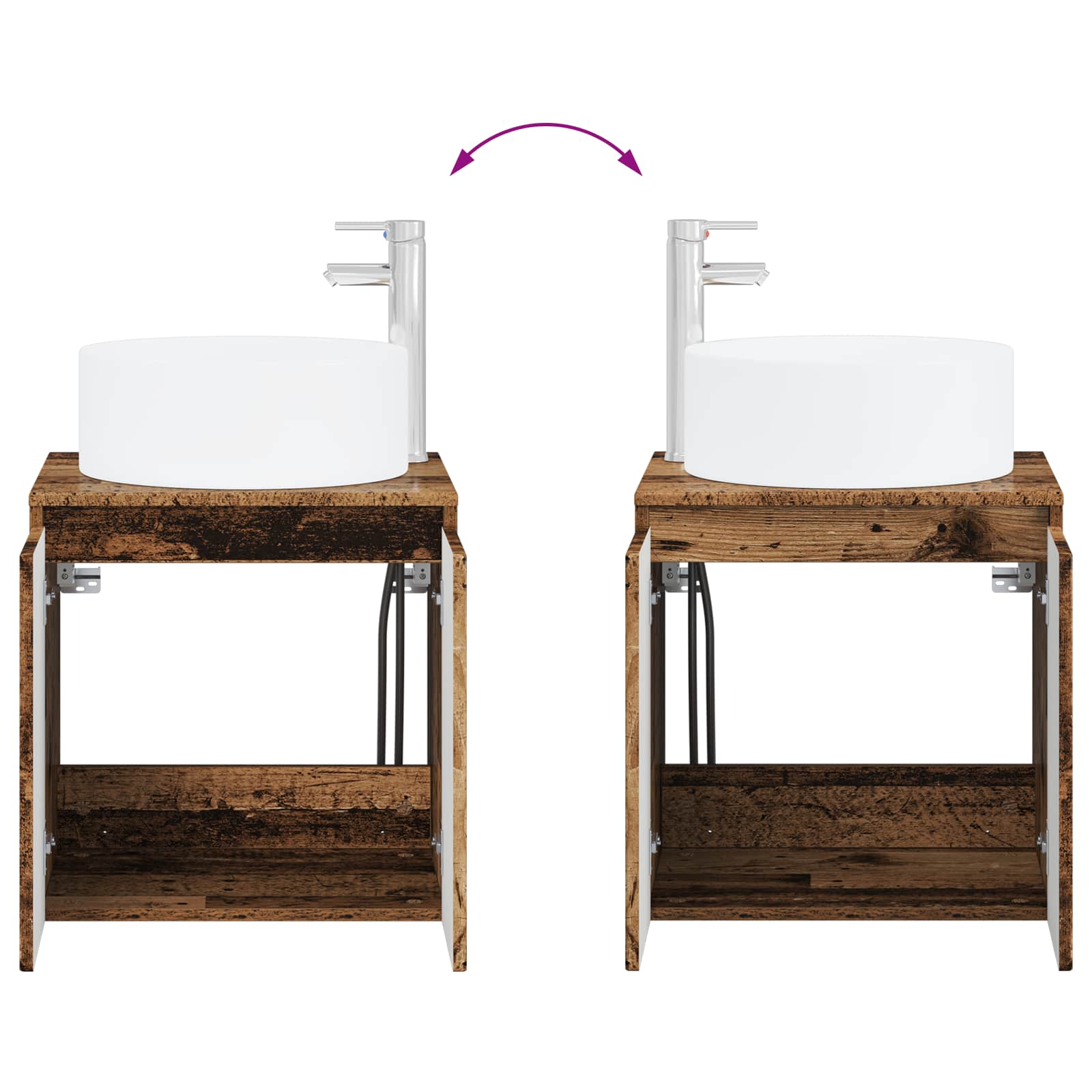 Umivaonik s policom za zid Staro drvo 49,5 x 44,5 x 65,5 cm