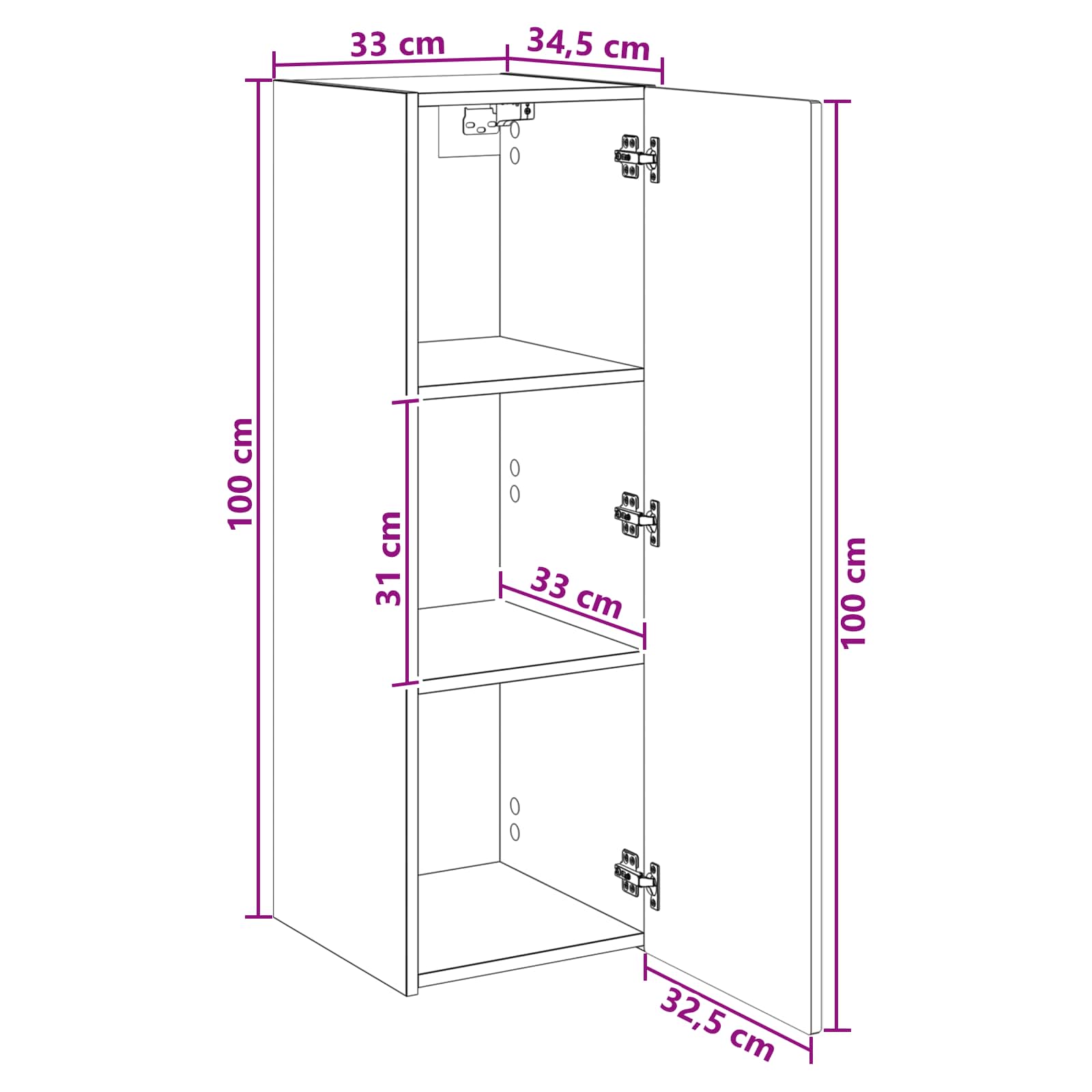 Ormar za Kupaonicu na Zidu Crna 33 x 34,5 x 100 cm