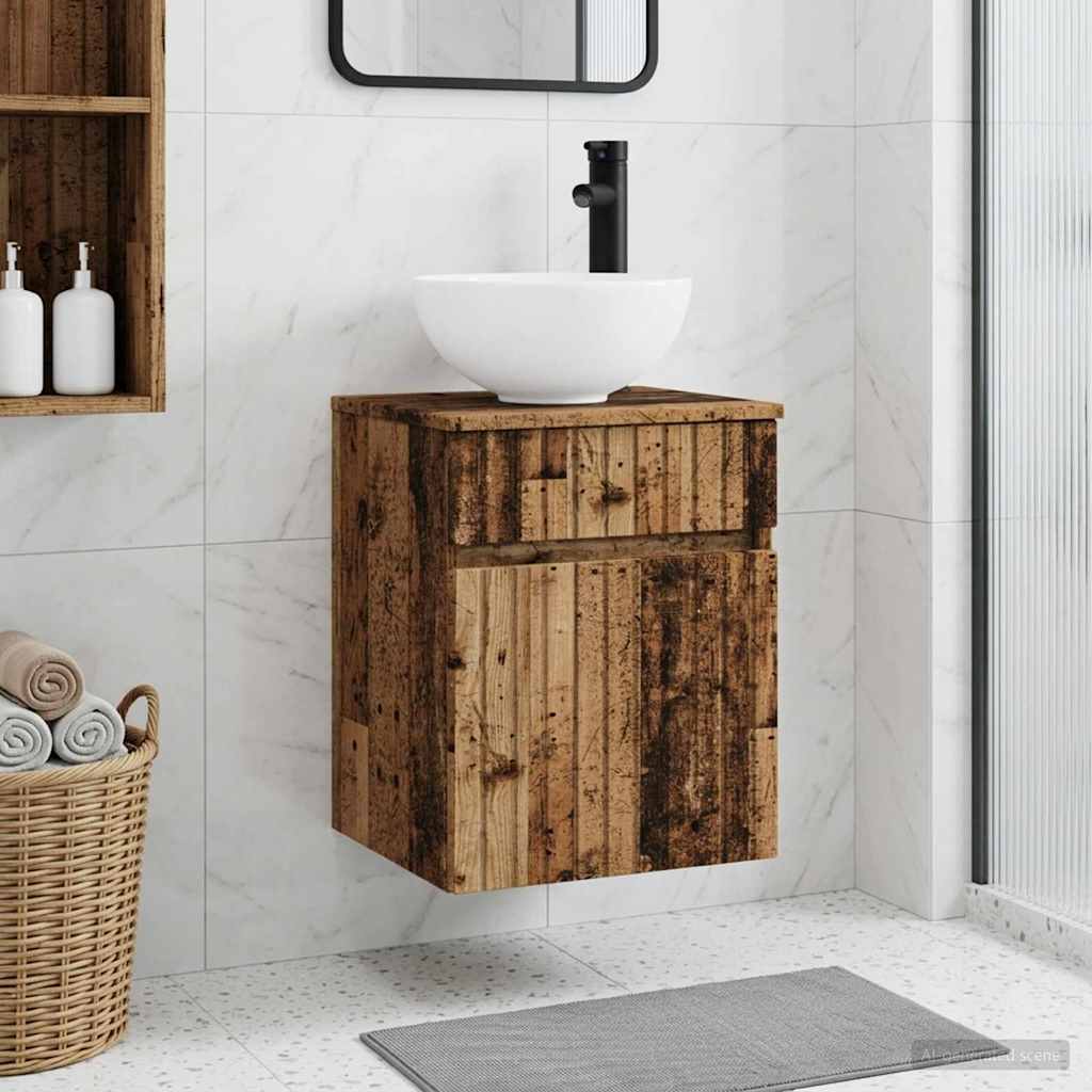 Umivaonik s policom za zid Staro drvo 39 x 41 x 64,5 cm