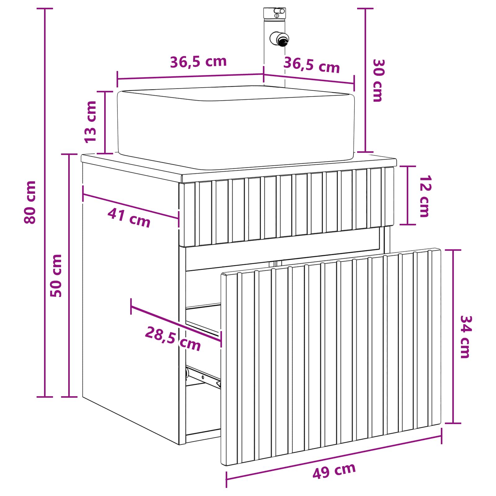 Umivaonik s policom za zid Staro drvo 49 x 41 x 63 cm