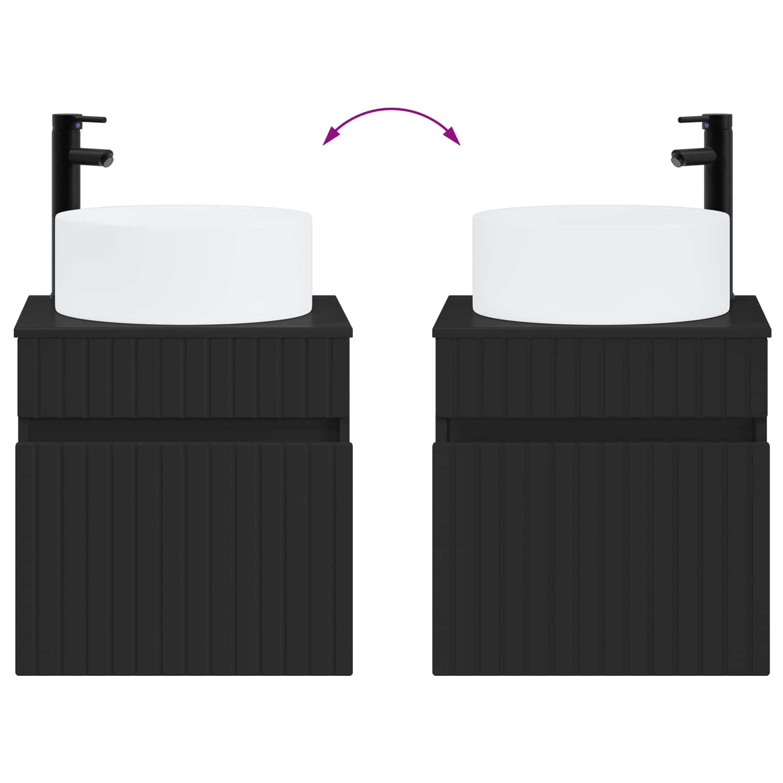 Umivaonik s policom za zid Crna 49 x 44,5 x 65,5 cm