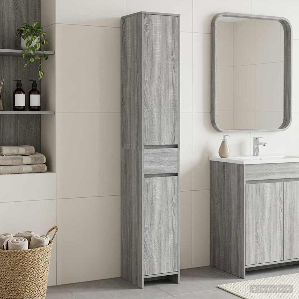 Kupaonski ormar Siva Sonoma 30 x 33 x 190 cm Konstruirano drvo