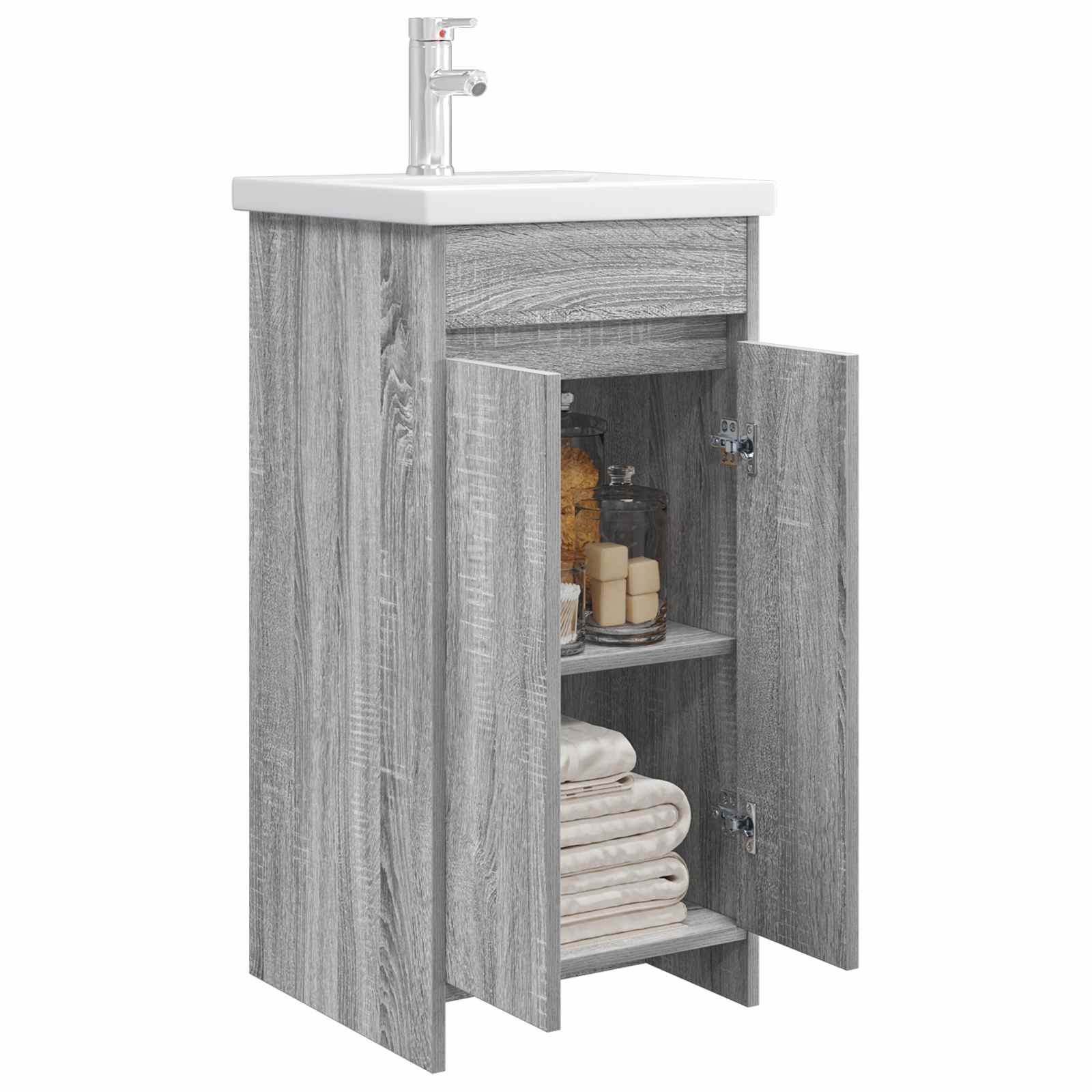 Kupaonski umivaonik s sudoperom Siva Sonoma 42 x 40 x 84,5 cm