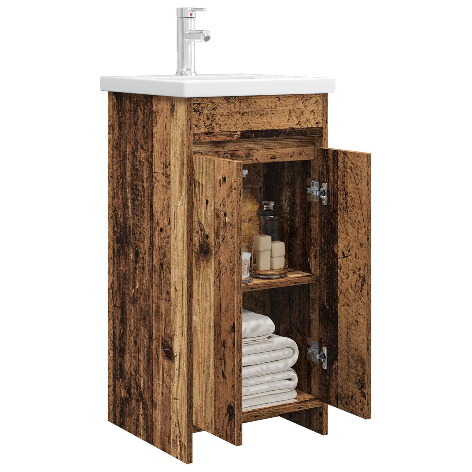 Kupaonski umivaonik s sudoperom Staro drvo 42 x 40 x 84,5 cm