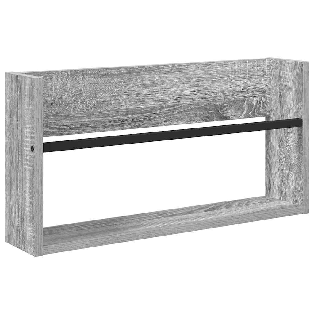 Polica za časopise s policom Zidne Siva Sonoma 60 x 12 x 30 cm