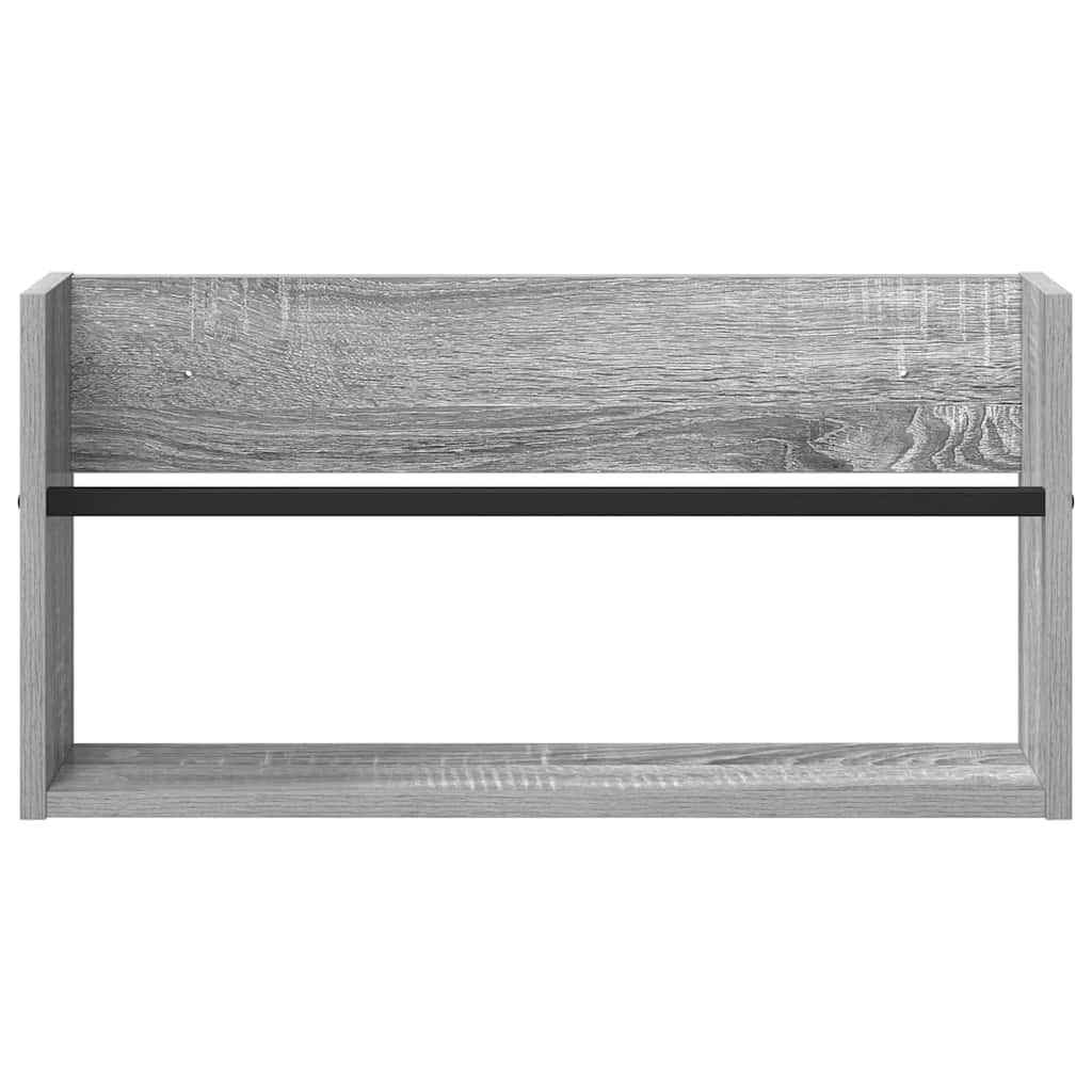 Polica za časopise s policom 2 pcs Siva Sonoma 60 x 12 x 30 cm
