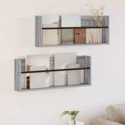 Polica za časopise s policom 2 pcs Siva Sonoma 80 x 12 x 30 cm