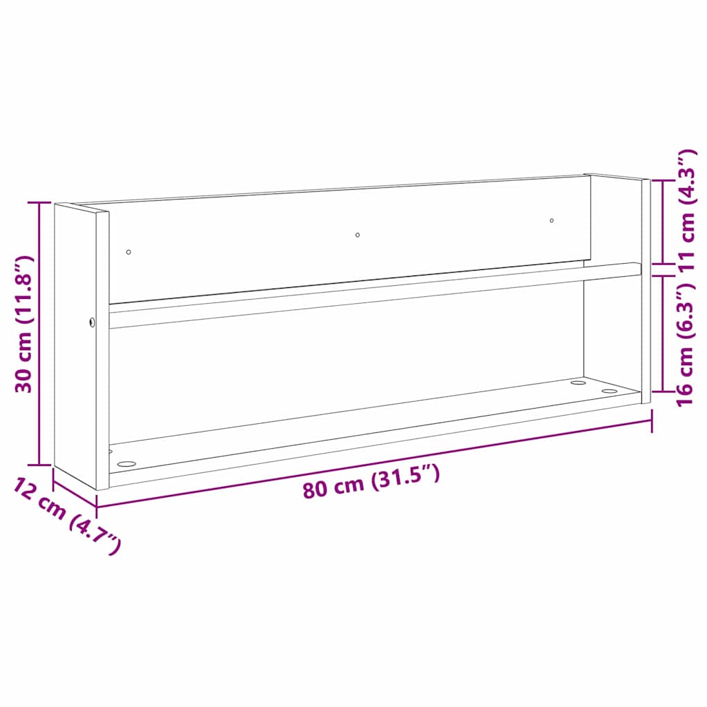 Polica za časopise Staro drvo 80 x 12 x 30 cm Konstruirano drvo