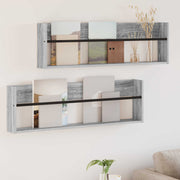 Polica za časopise s policom 2 pcs Siva Sonoma 100 x 12 x 30 cm