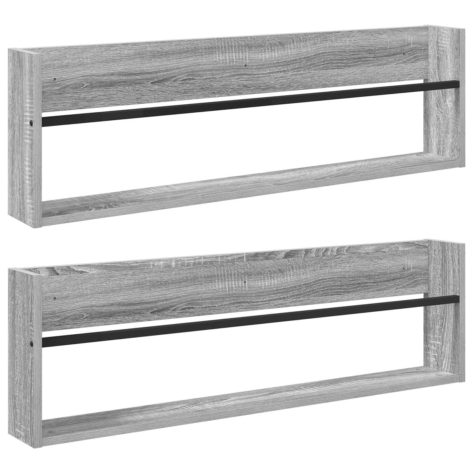 Polica za časopise s policom 2 pcs Siva Sonoma 100 x 12 x 30 cm