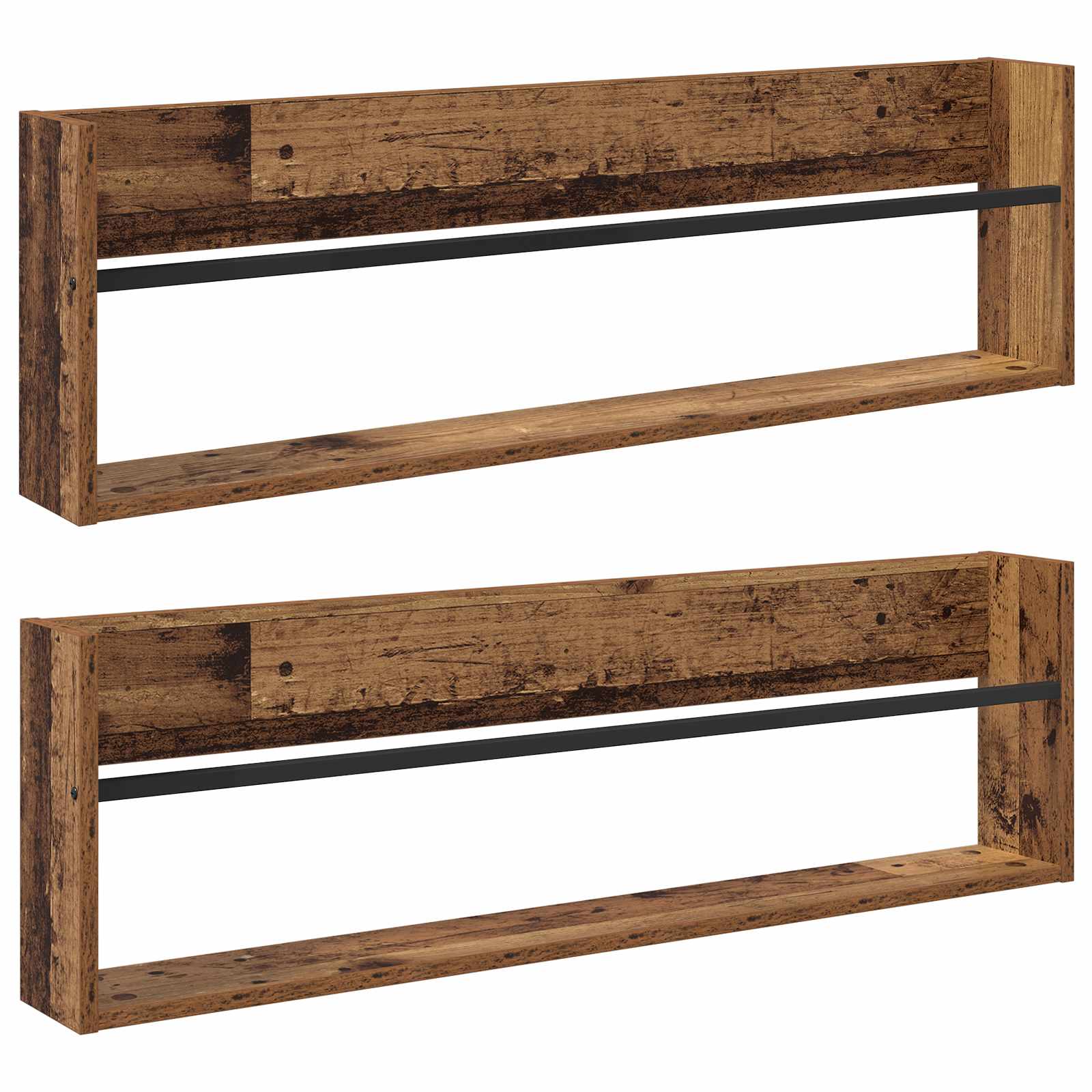 Polica za časopise s policom 2 pcs Staro drvo 100 x 12 x 30 cm
