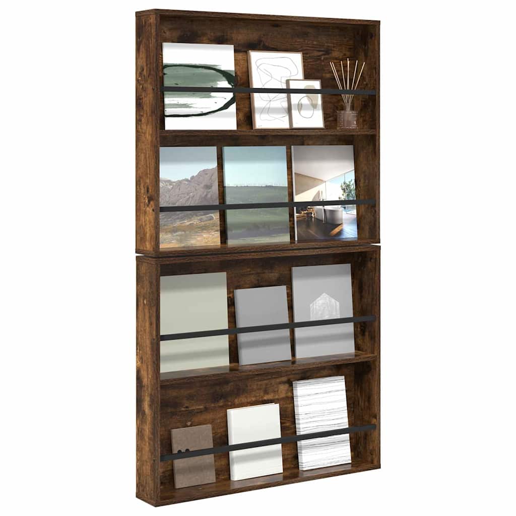 Polica za časopise Zidne 2 pcs Dimljeni hrast 80 x 12 x 70 cm