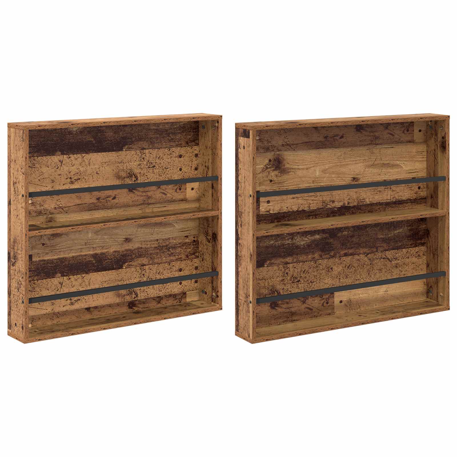 Polica za časopise s policom 2 pcs Staro drvo 80 x 12 x 70 cm