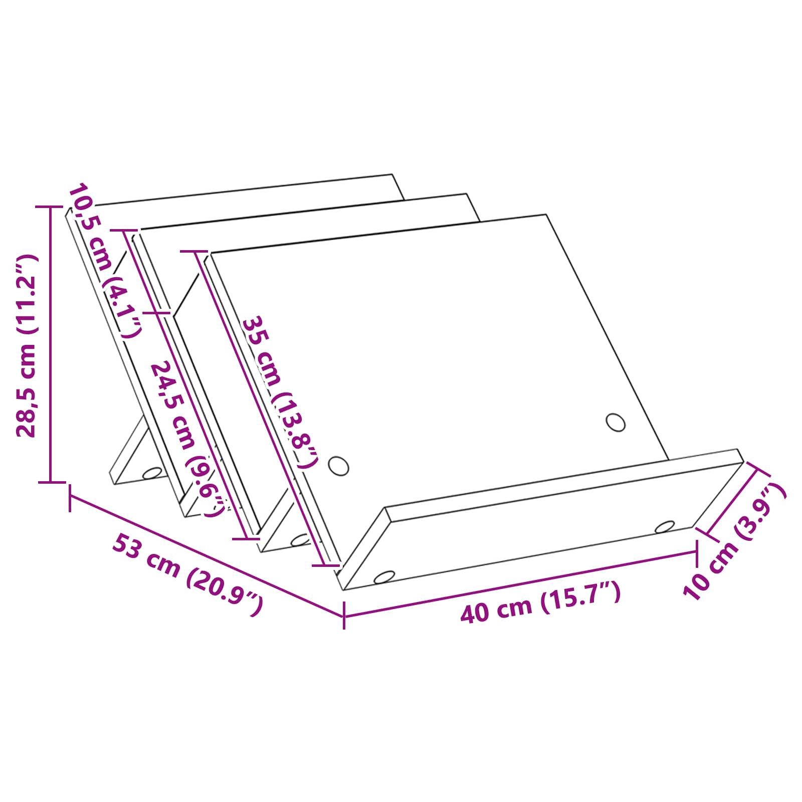 Polica za časopise s policom Crni hrast 53 x 40 x 28,5 cm