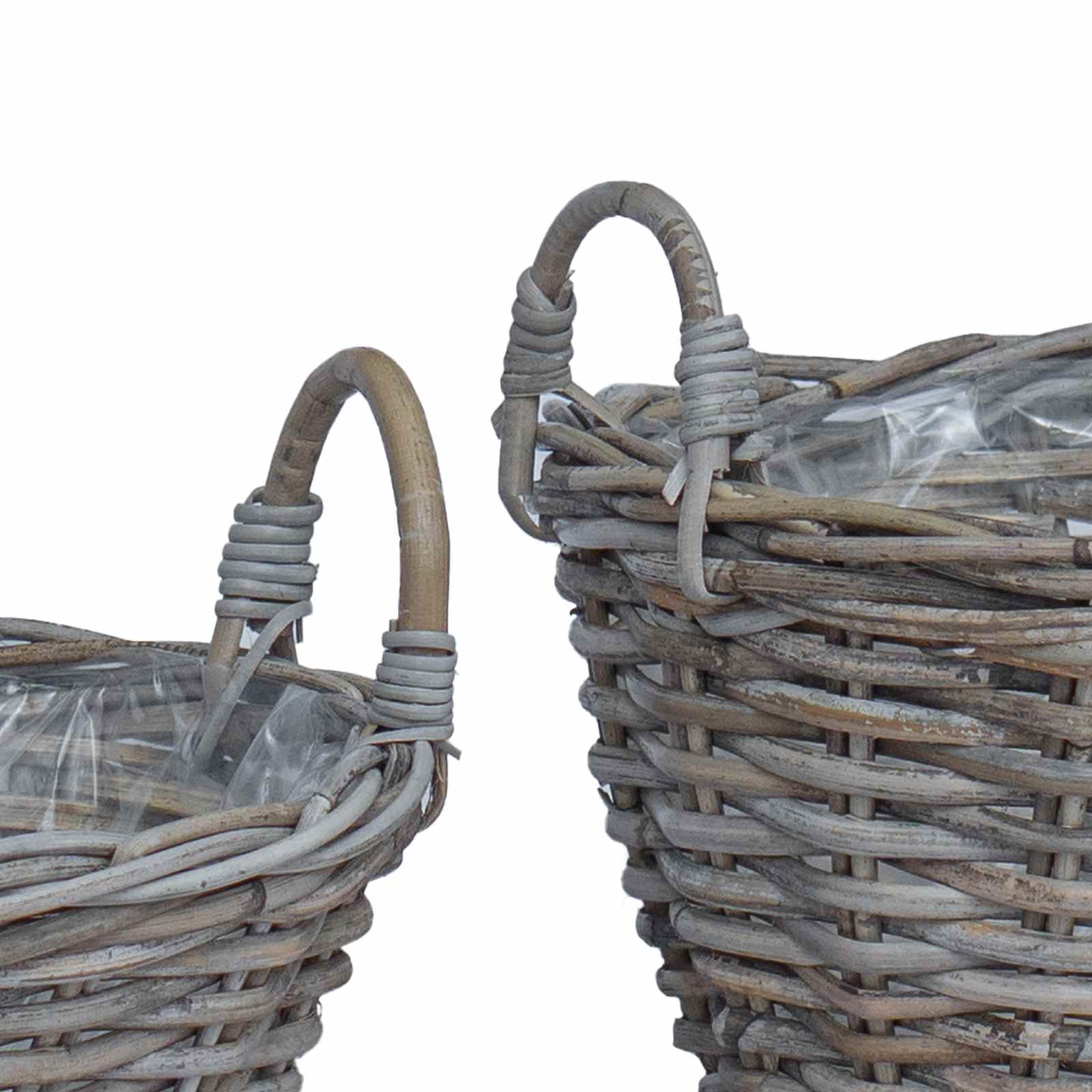 Košarica za saksije s pohranom 2 pcs Siva Lacak ratan