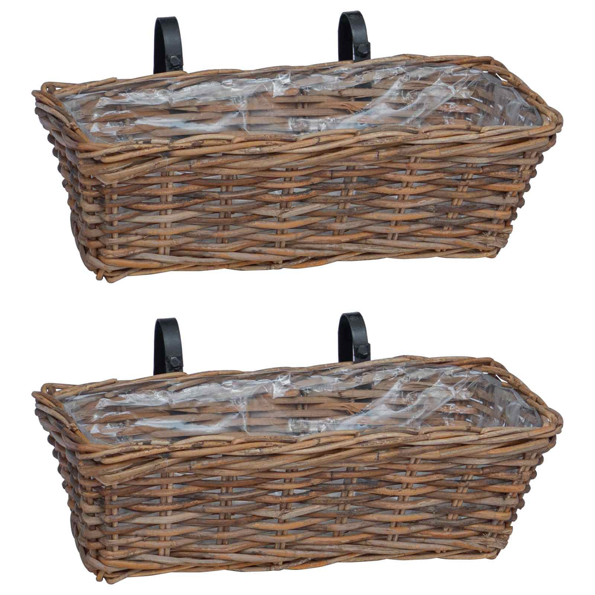 Viseća Košara za Saksije s pohranom 2 pcs Smeđa 48 x 22 x 15 cm