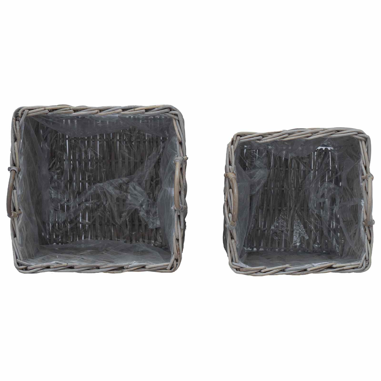 Košarica za saksije s pohranom 2 pcs Siva Lacak Ratan