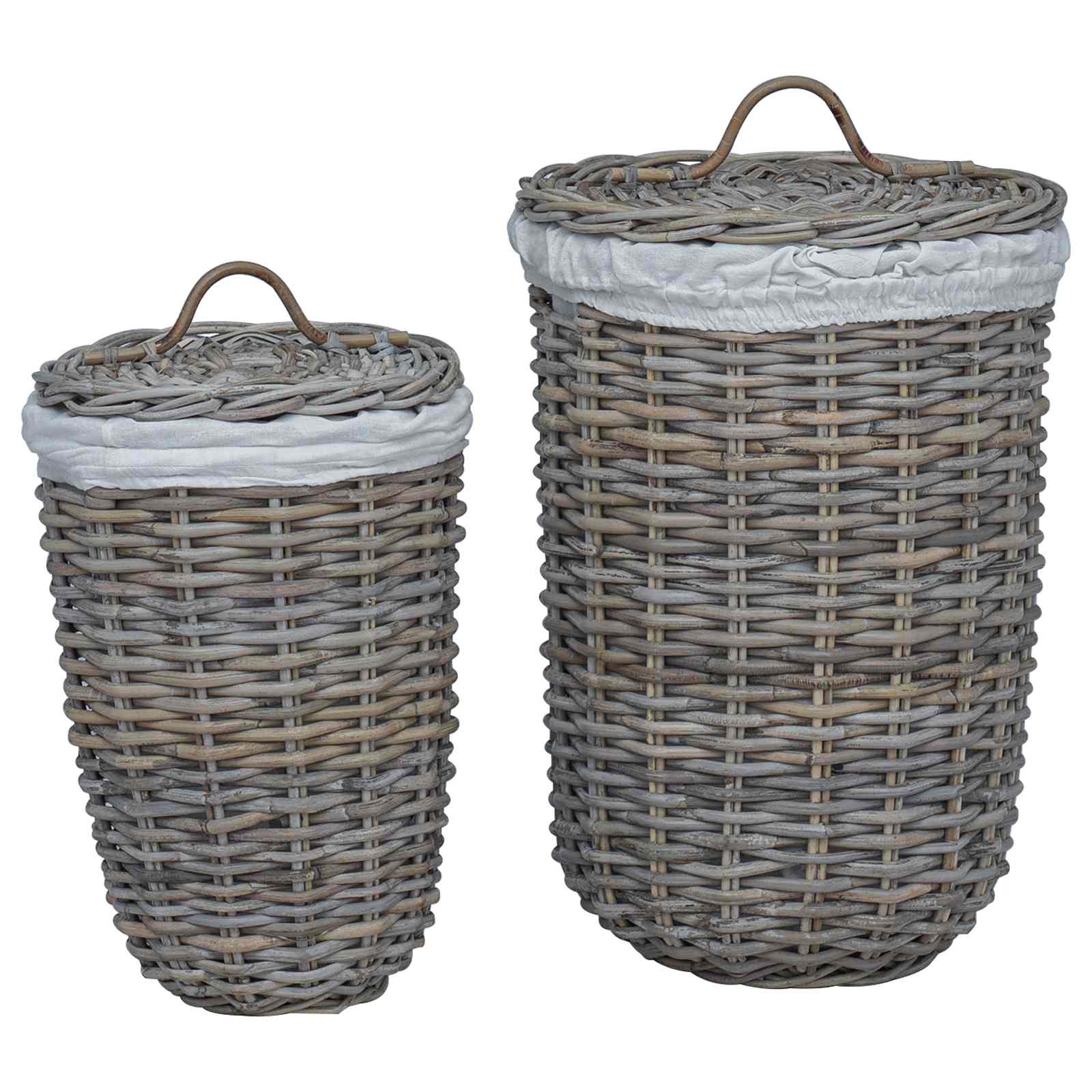Kanta za rublje s poklopcem 2 pcs Kubu siva Kubu Ratan