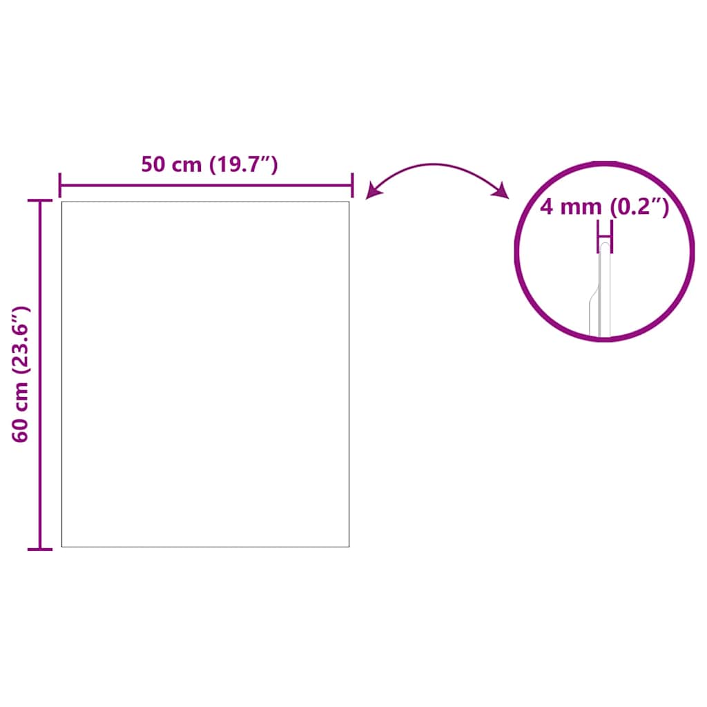 Zidno ogledalo Pravokutni 50 x 60 cm Staklo otporno na udarce