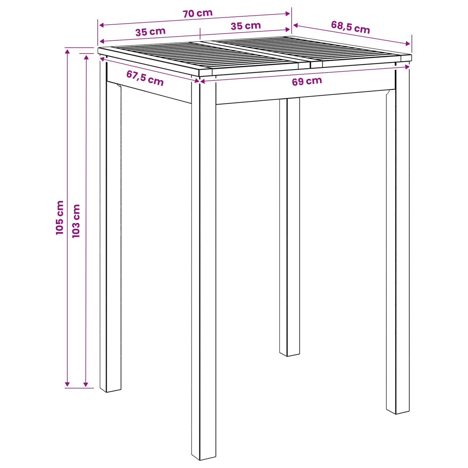Stol za bar u vrtu Prirodna 70 x 68,5 x 105 cm