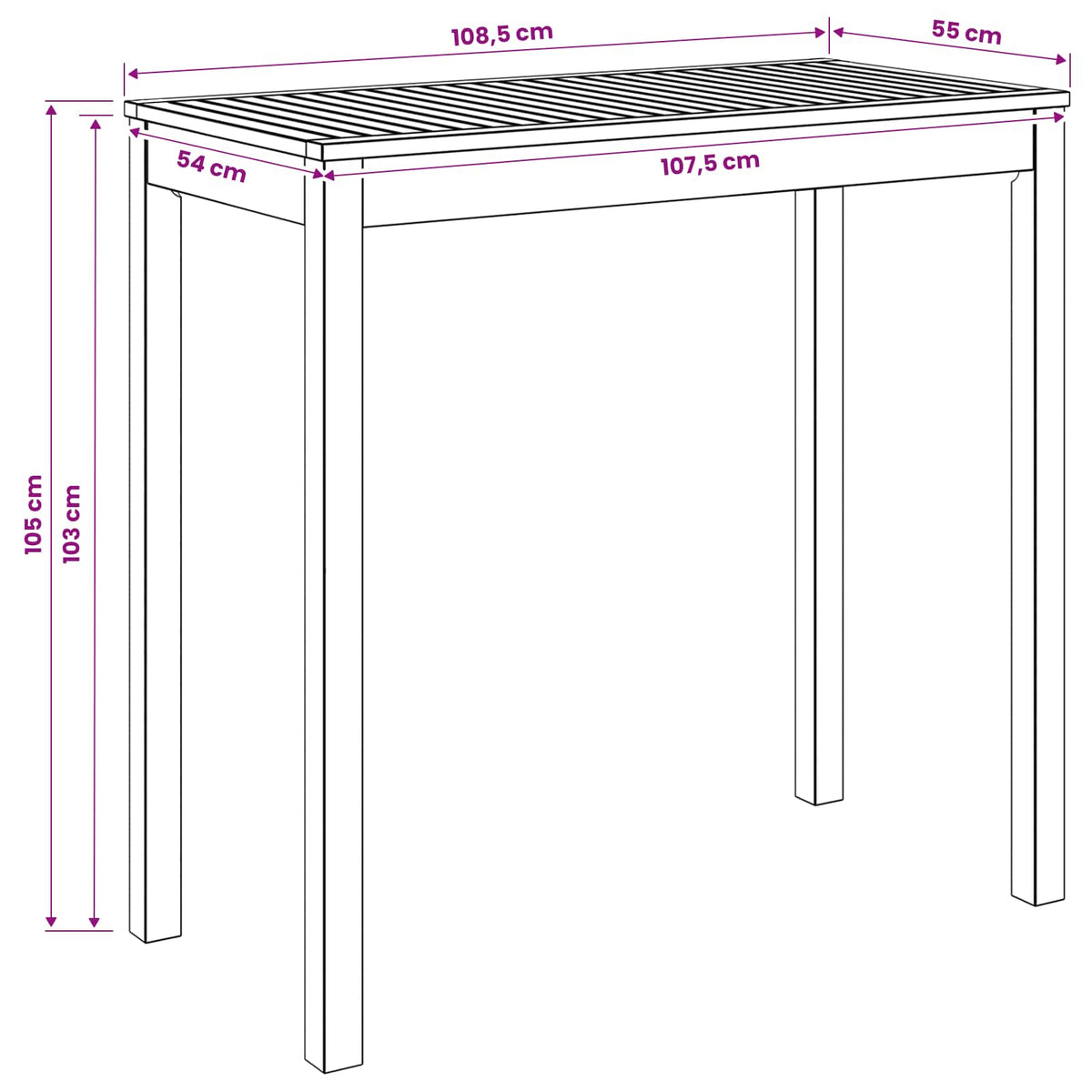 Stol za bar u vrtu Bijela 108,5 x 55 x 105 cm