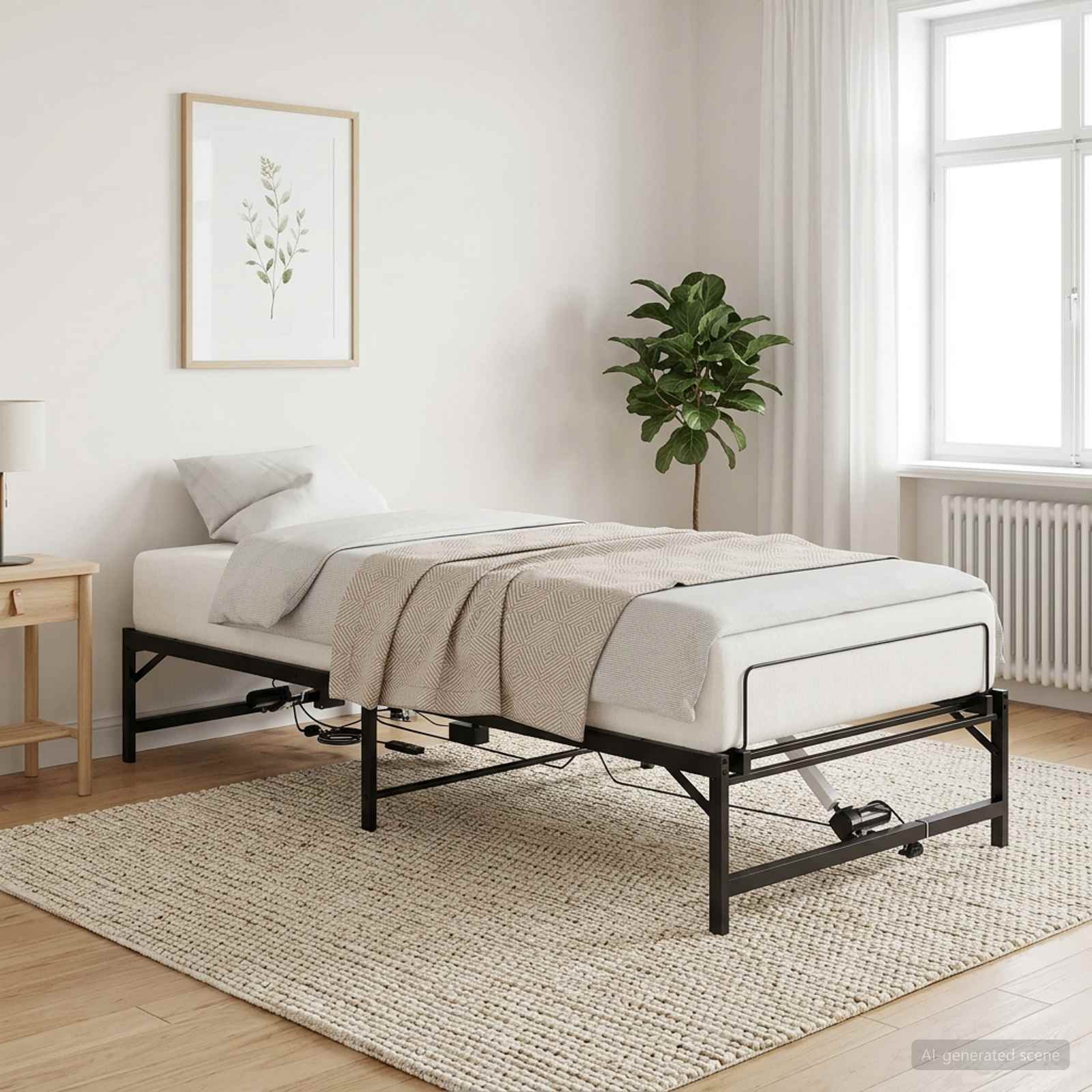 Električni podesivi okvir kreveta Crna 90 x 190 cm Čelik