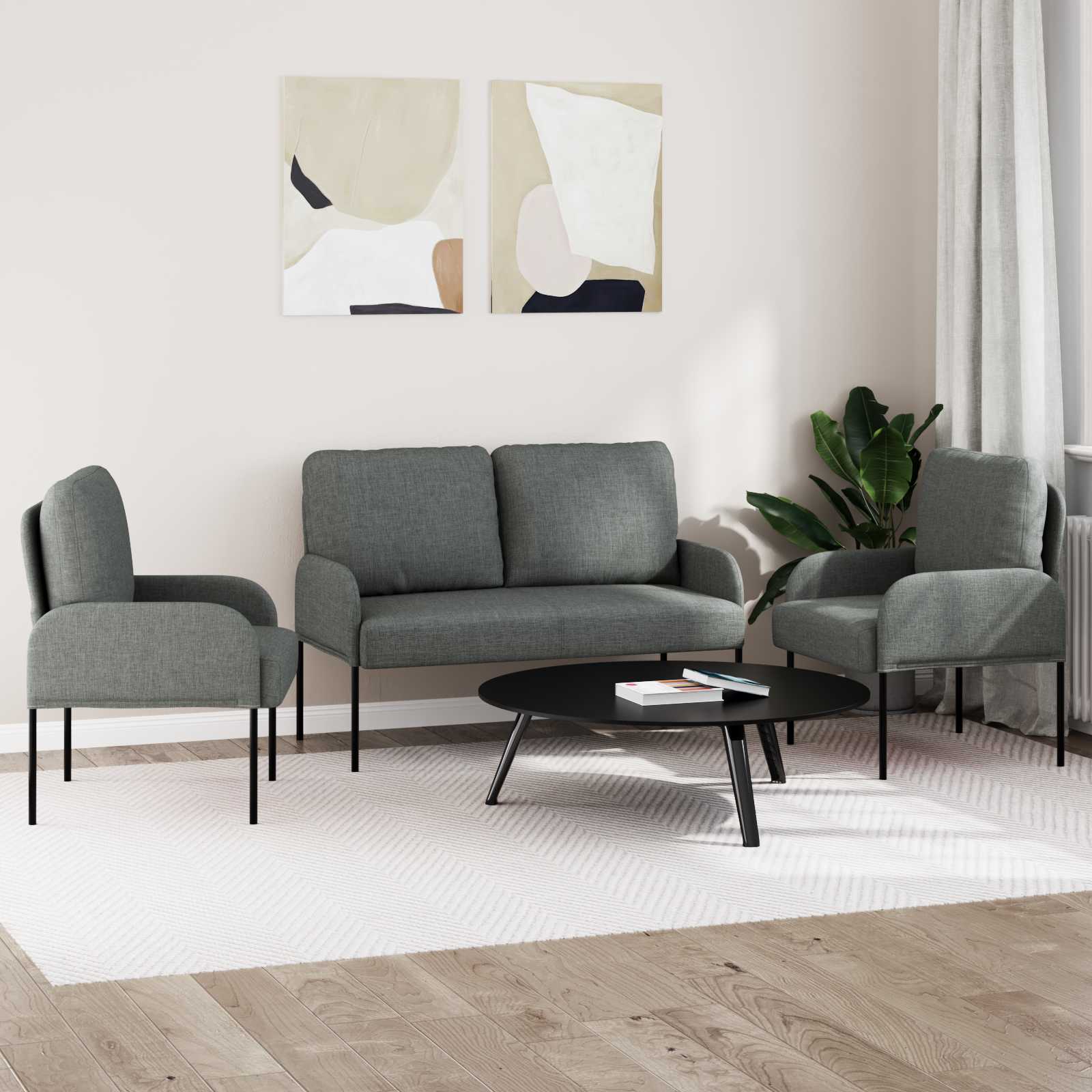 Setovi sofa 3 pcs Tamno siva 115 x 56 x 80 cm Šperploča